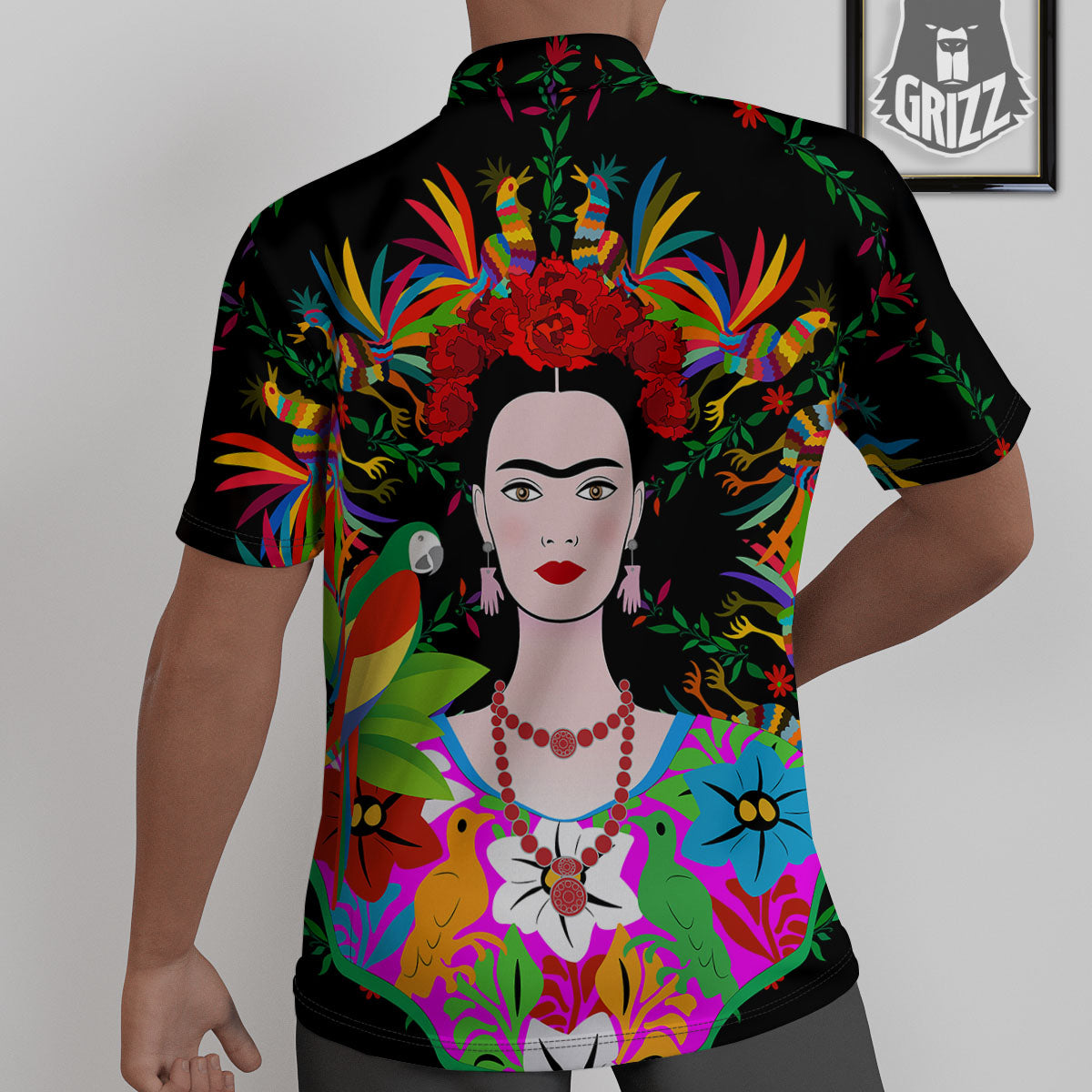 Floral And Frida Kahlo Print Untucked Shirts-grizzshop