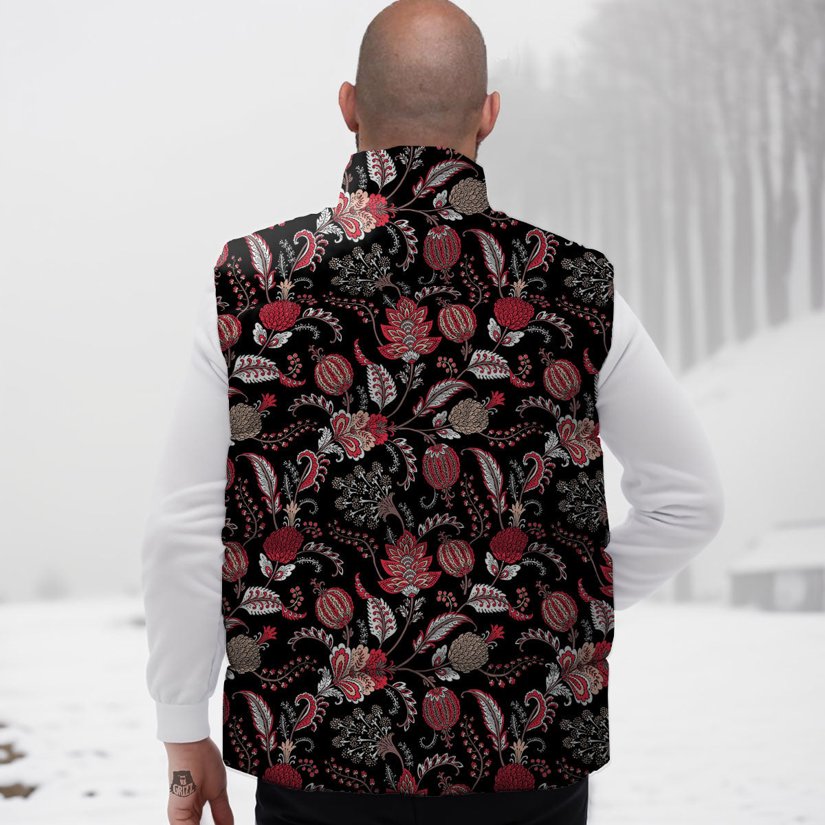 Floral And Paisley Print Pattern Down Vest