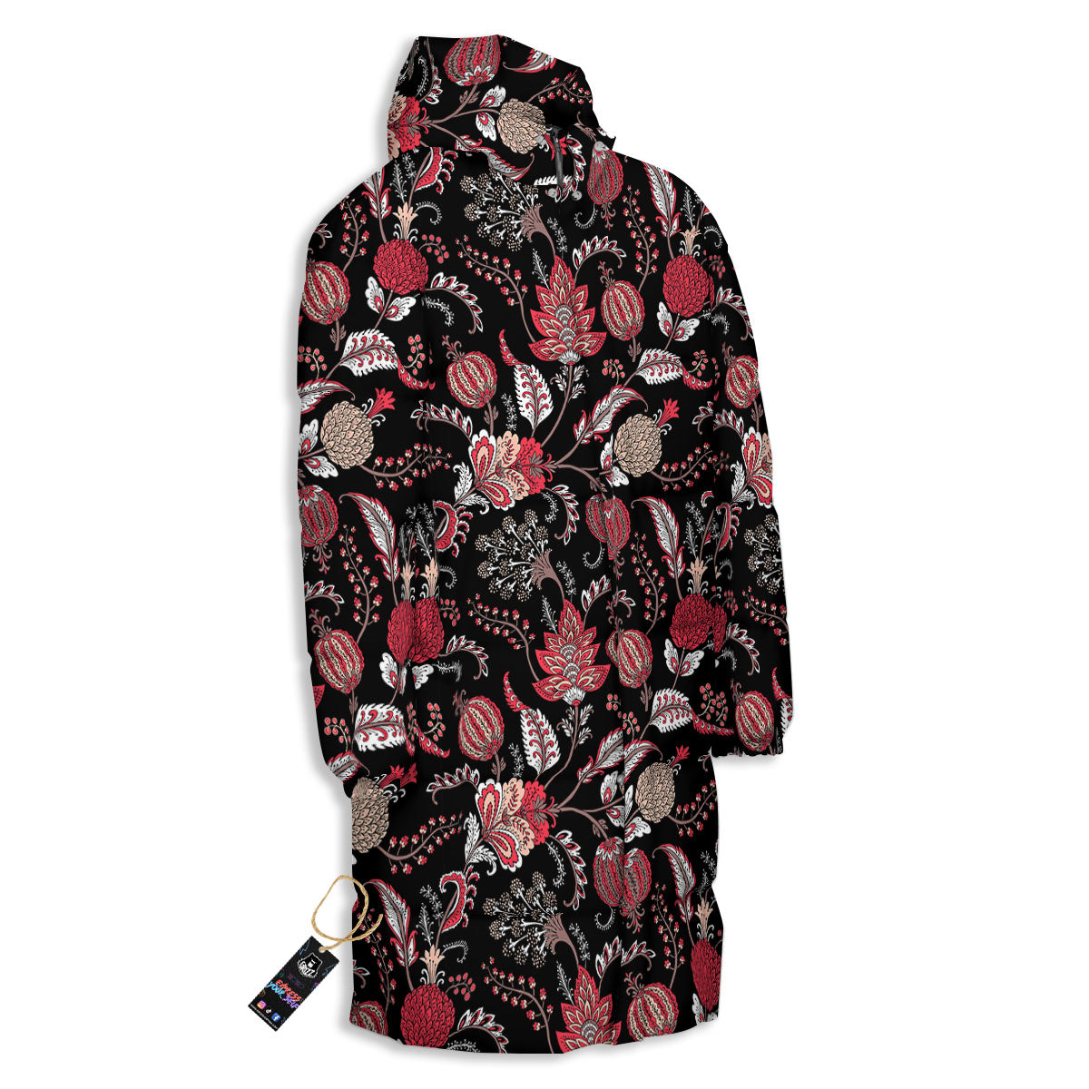 Floral And Paisley Print Pattern Long Down Jacket-grizzshop