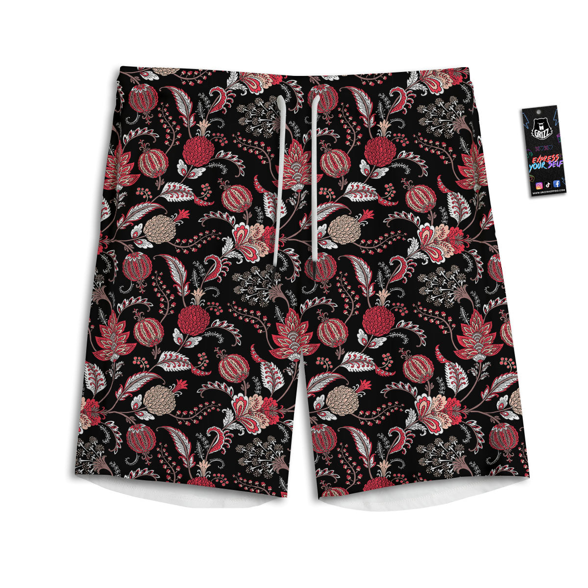 Floral And Paisley Print Pattern Men's Athletic Shorts