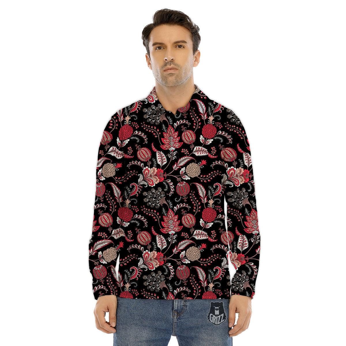 Floral And Paisley Print Pattern Men's Dress Shirts-grizzshop