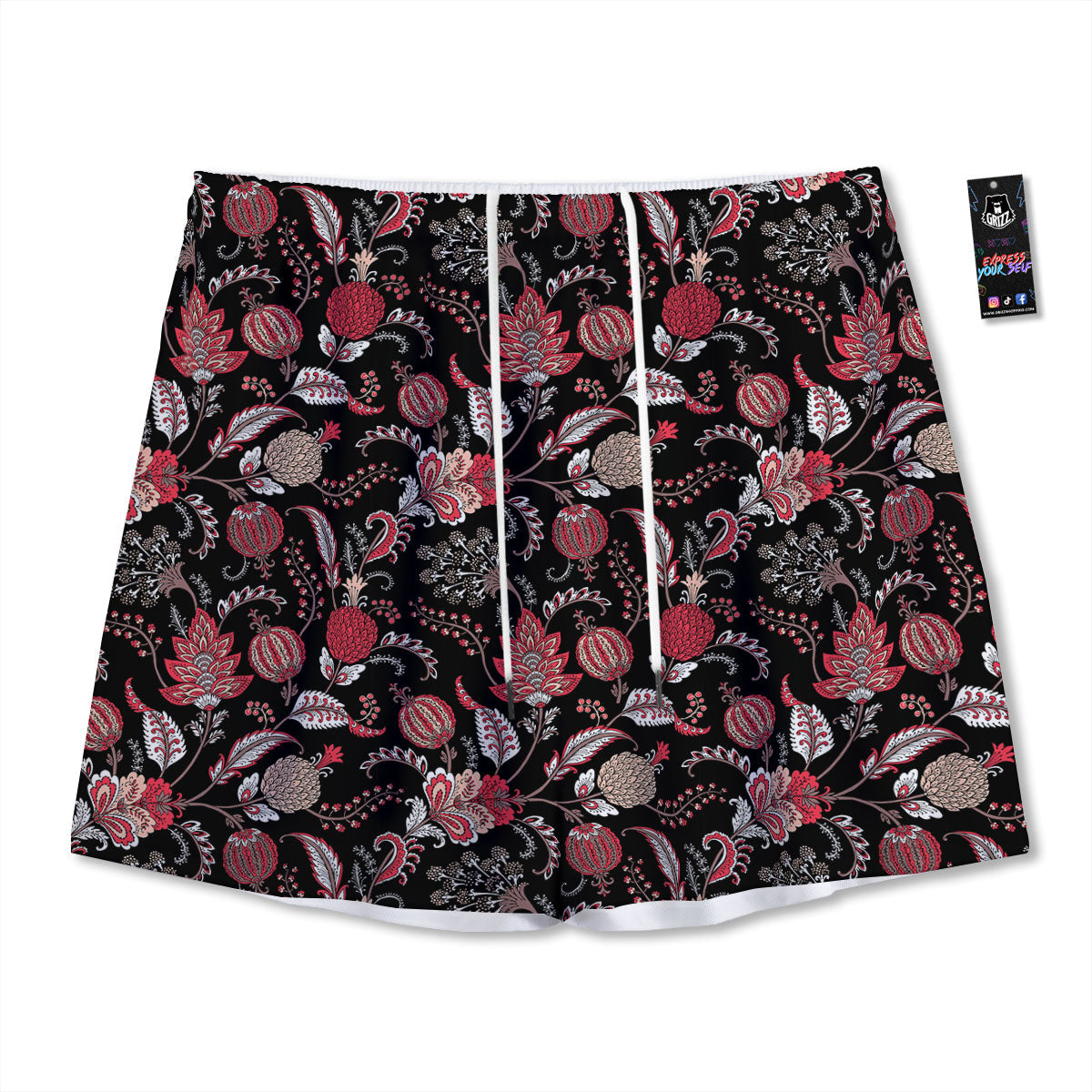 Floral And Paisley Print Pattern Mesh Shorts