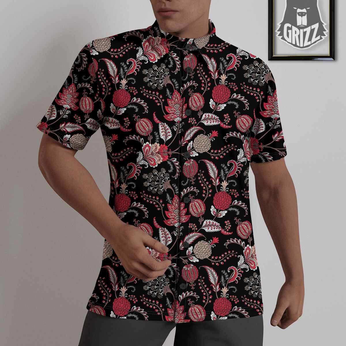 Floral And Paisley Print Pattern Untucked Shirts-grizzshop