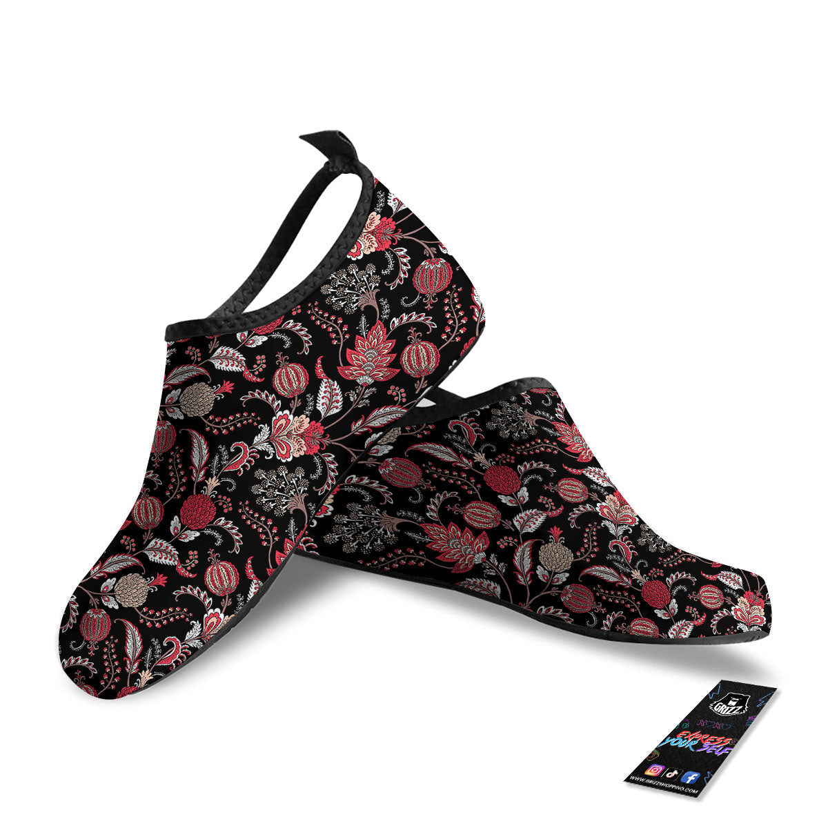 Floral And Paisley Print Pattern Water Shoes-grizzshop