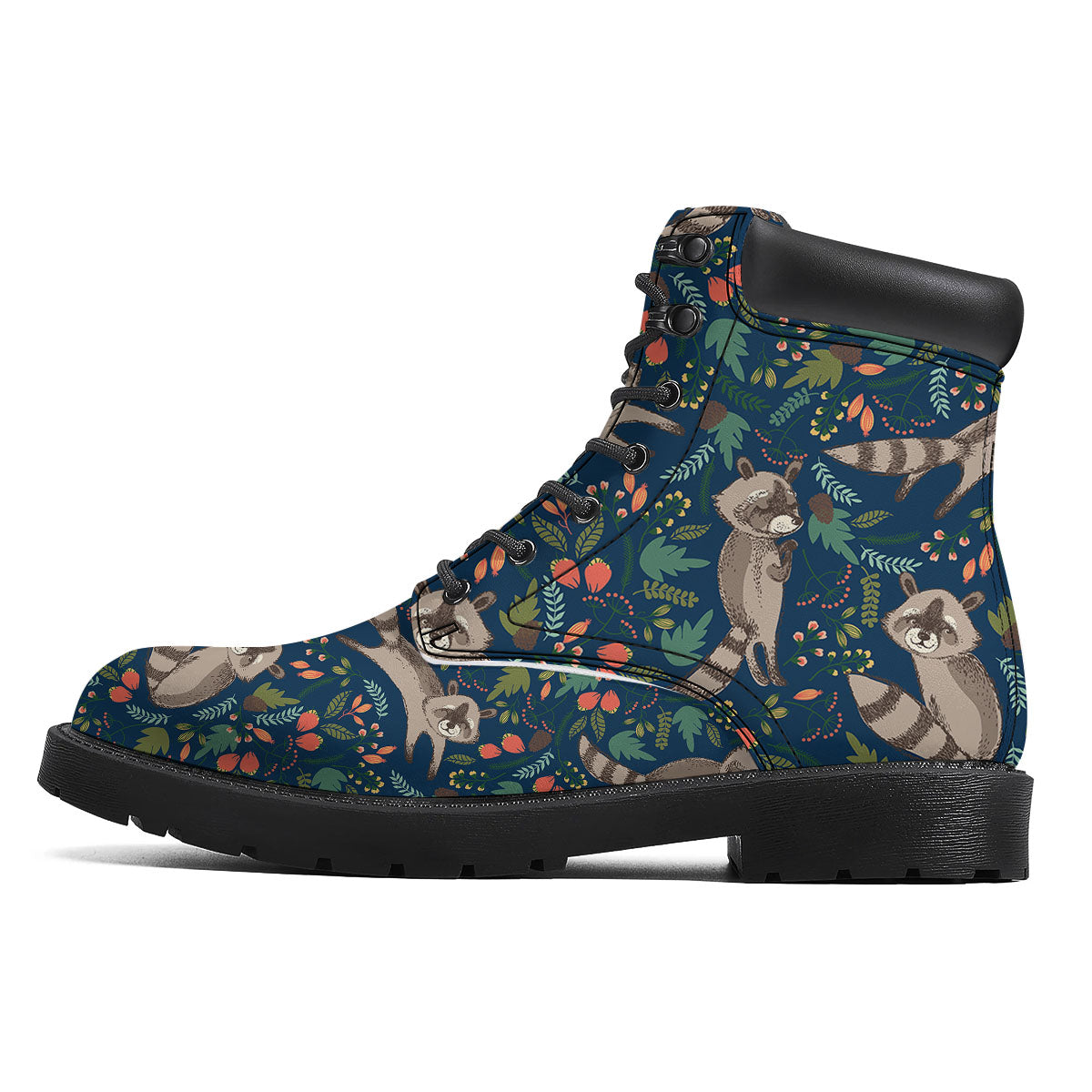 Floral And Raccoon Print Pattern Boots-grizzshop