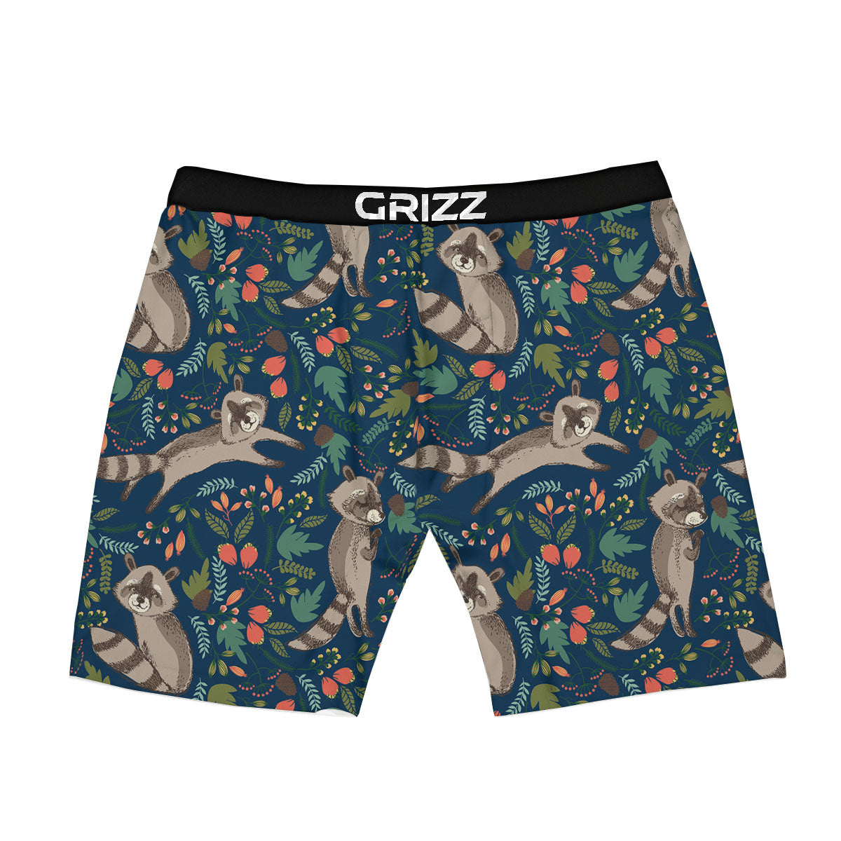 Floral And Raccoon Print Pattern Boxer Briefs-grizzshop