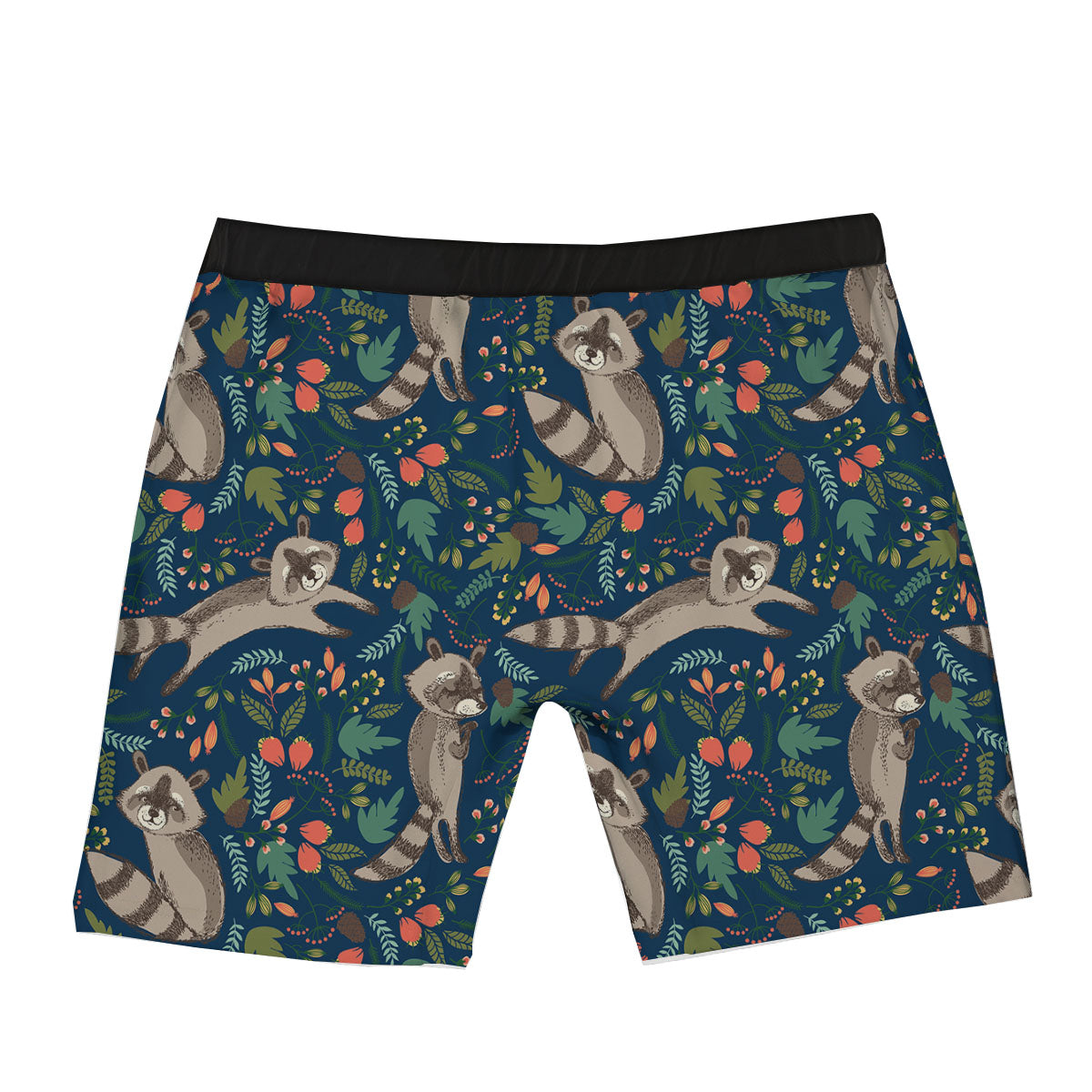 Floral And Raccoon Print Pattern Boxer Briefs-grizzshop