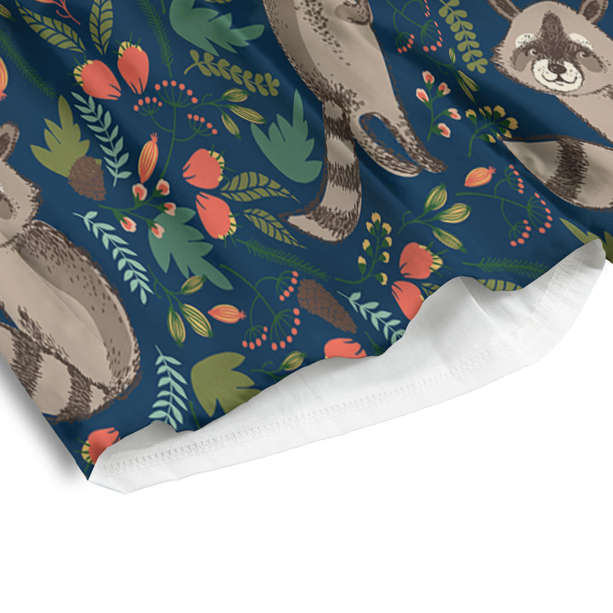 Floral And Raccoon Print Pattern Men's Athletic Shorts