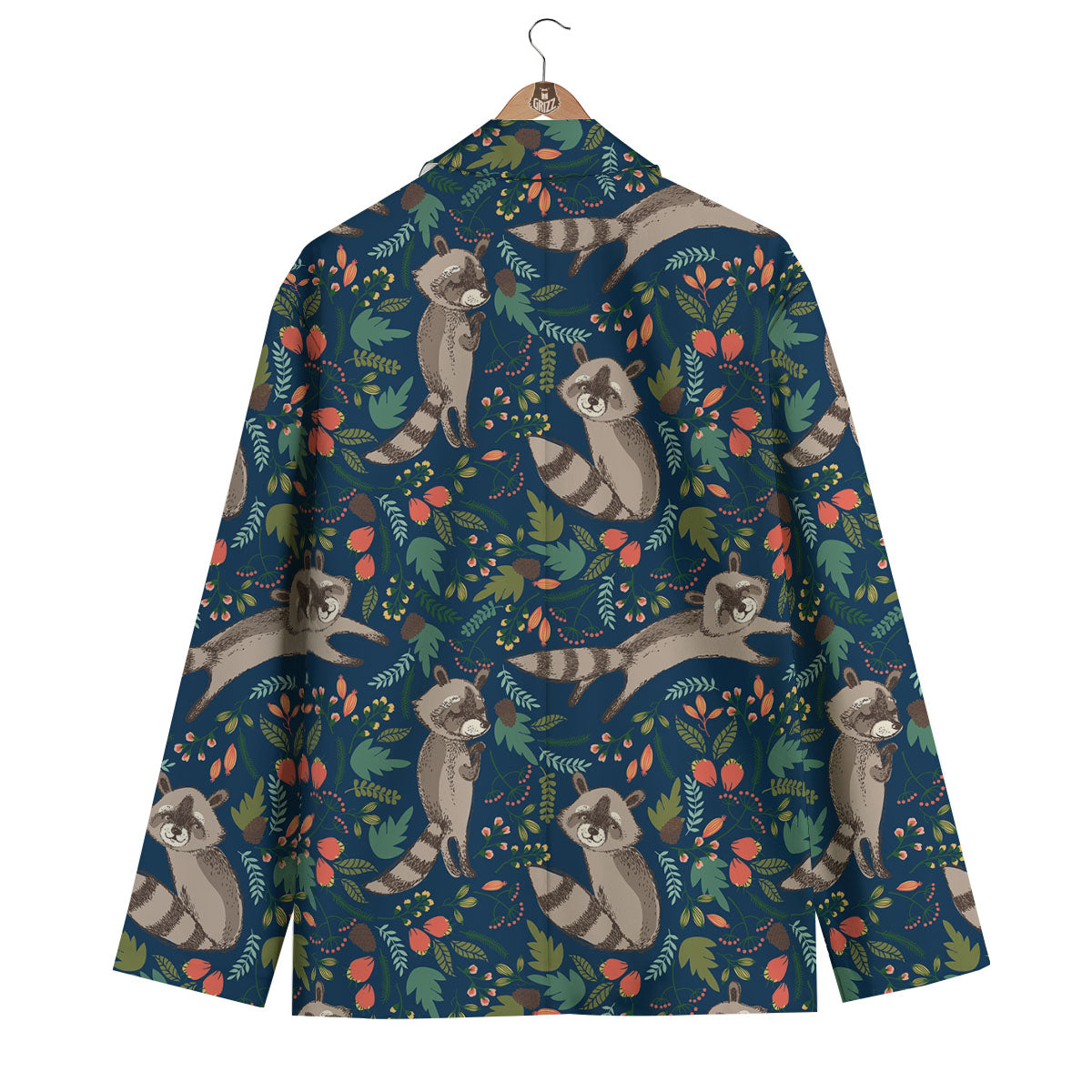 Floral And Raccoon Print Pattern Men's Blazer-grizzshop