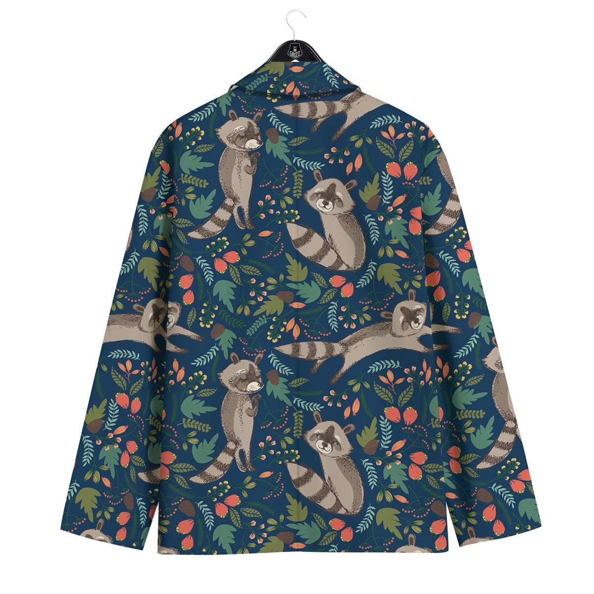 Floral And Raccoon Print Pattern Men's Sport Coat-grizzshop
