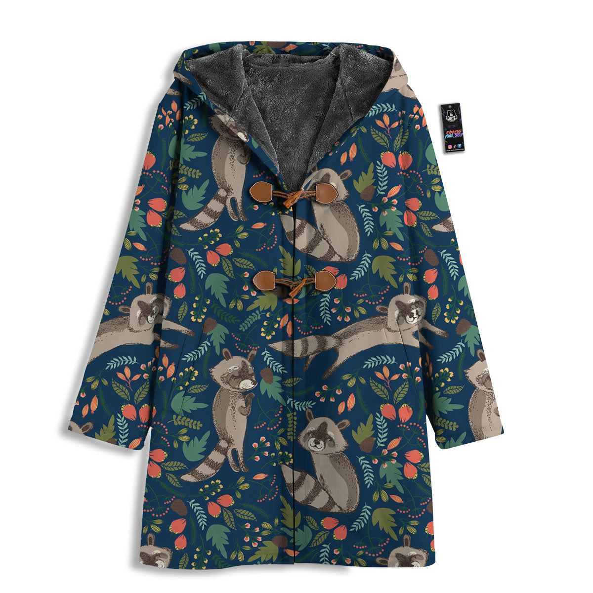 Floral And Raccoon Print Pattern Men's Windbreaker Jacket-grizzshop