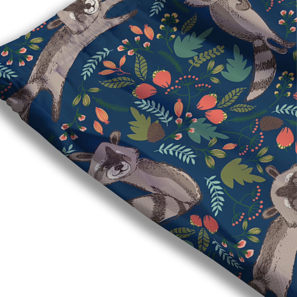 Floral And Raccoon Print Pattern Mesh Shorts