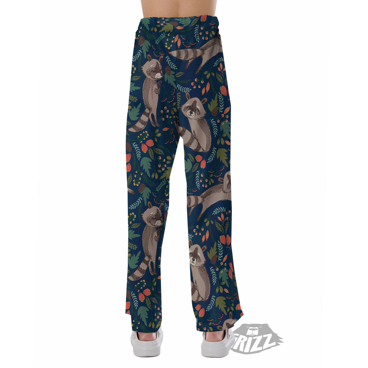 Floral And Raccoon Print Pattern Pajama Pants-grizzshop