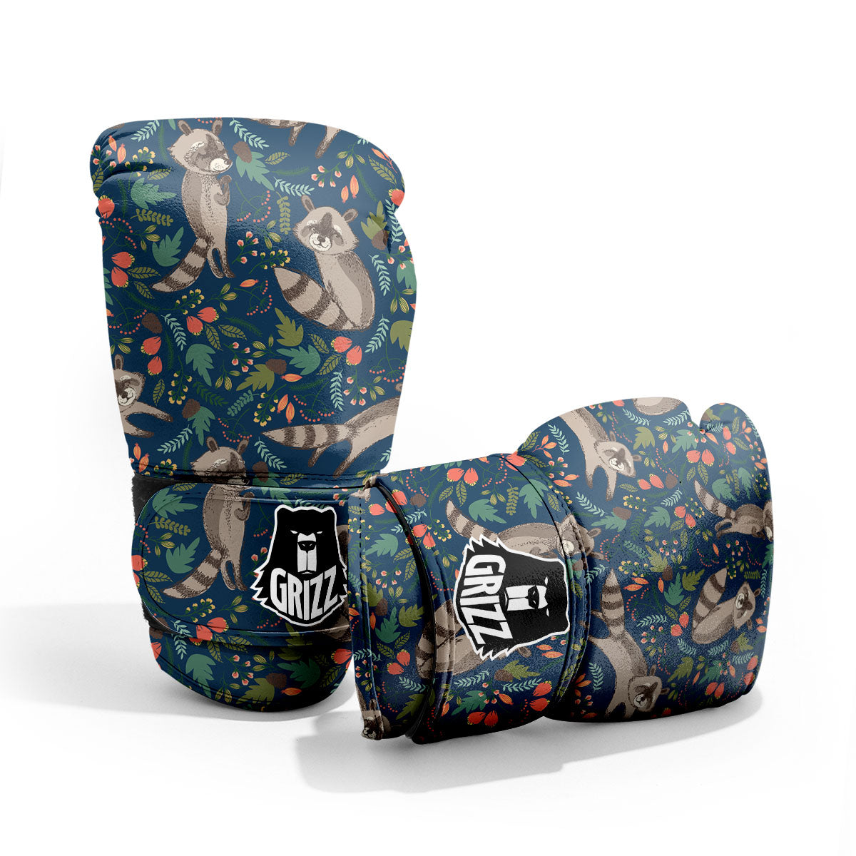 Floral And Raccoon Print Pattern Pro Boxing Glove