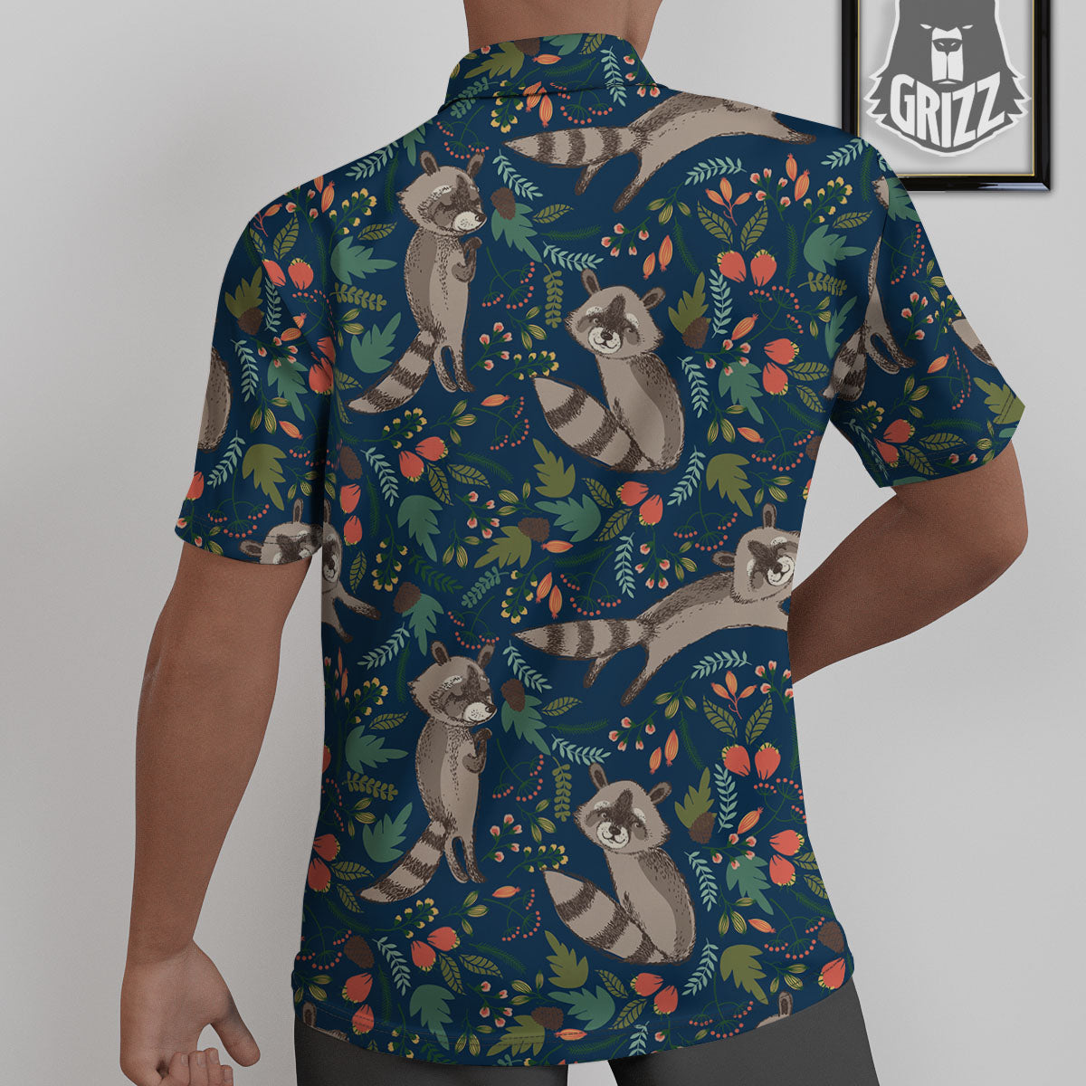Floral And Raccoon Print Pattern Untucked Shirts-grizzshop