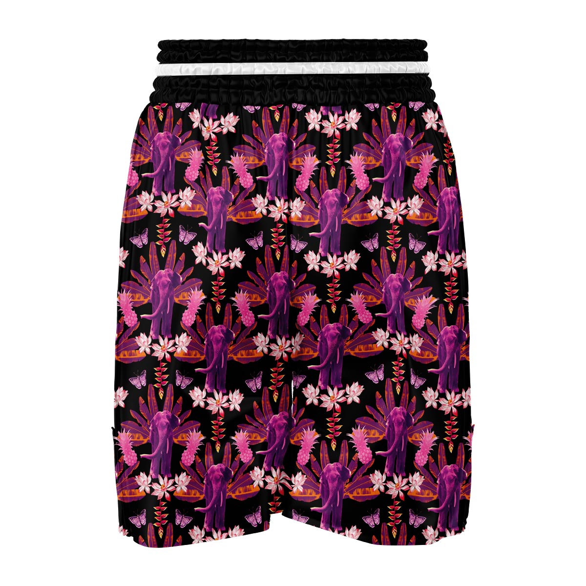 Floral Banana Leaves Elephant Print Boxing Shorts-grizzshop