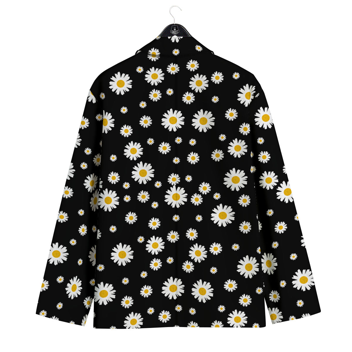 Floral Black Daisy Print Pattern Men's Sport Coat-grizzshop