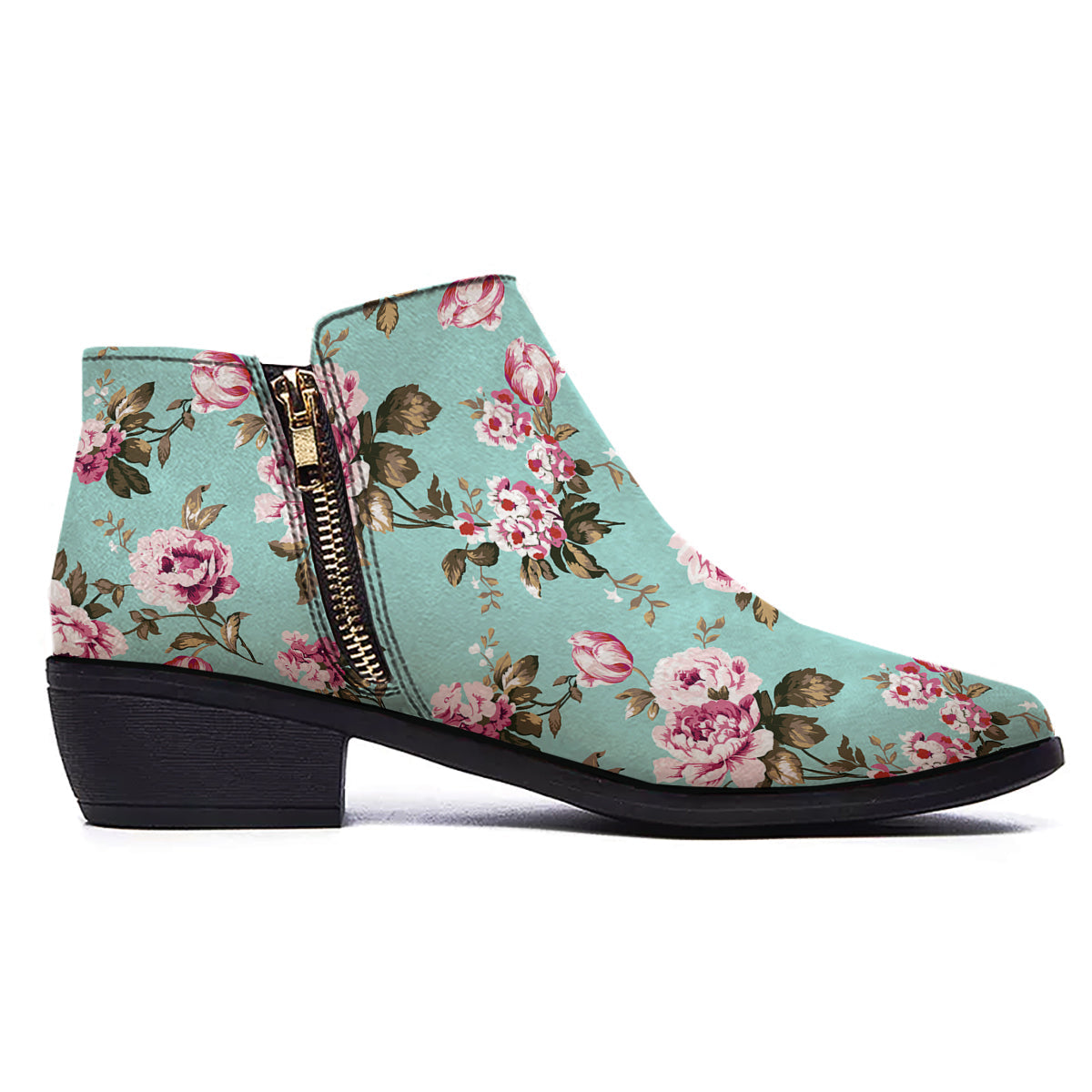 Floral Blossom Vintage Print Pattern Ankle Boots-grizzshop