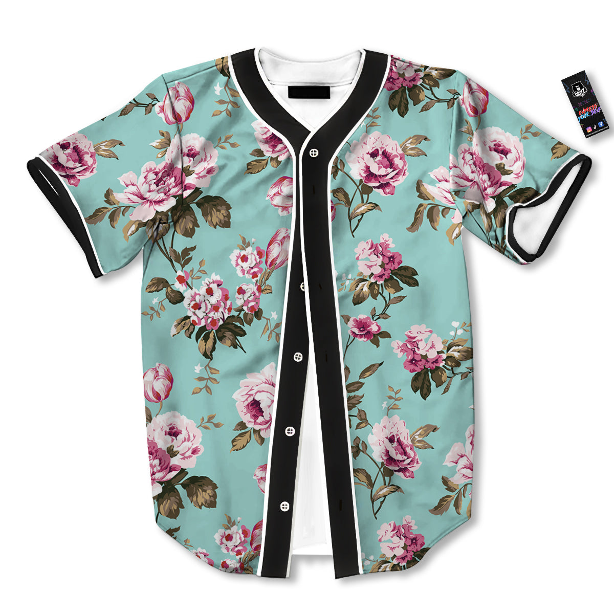 Floral Blossom Vintage Print Pattern Baseball Jersey-grizzshop