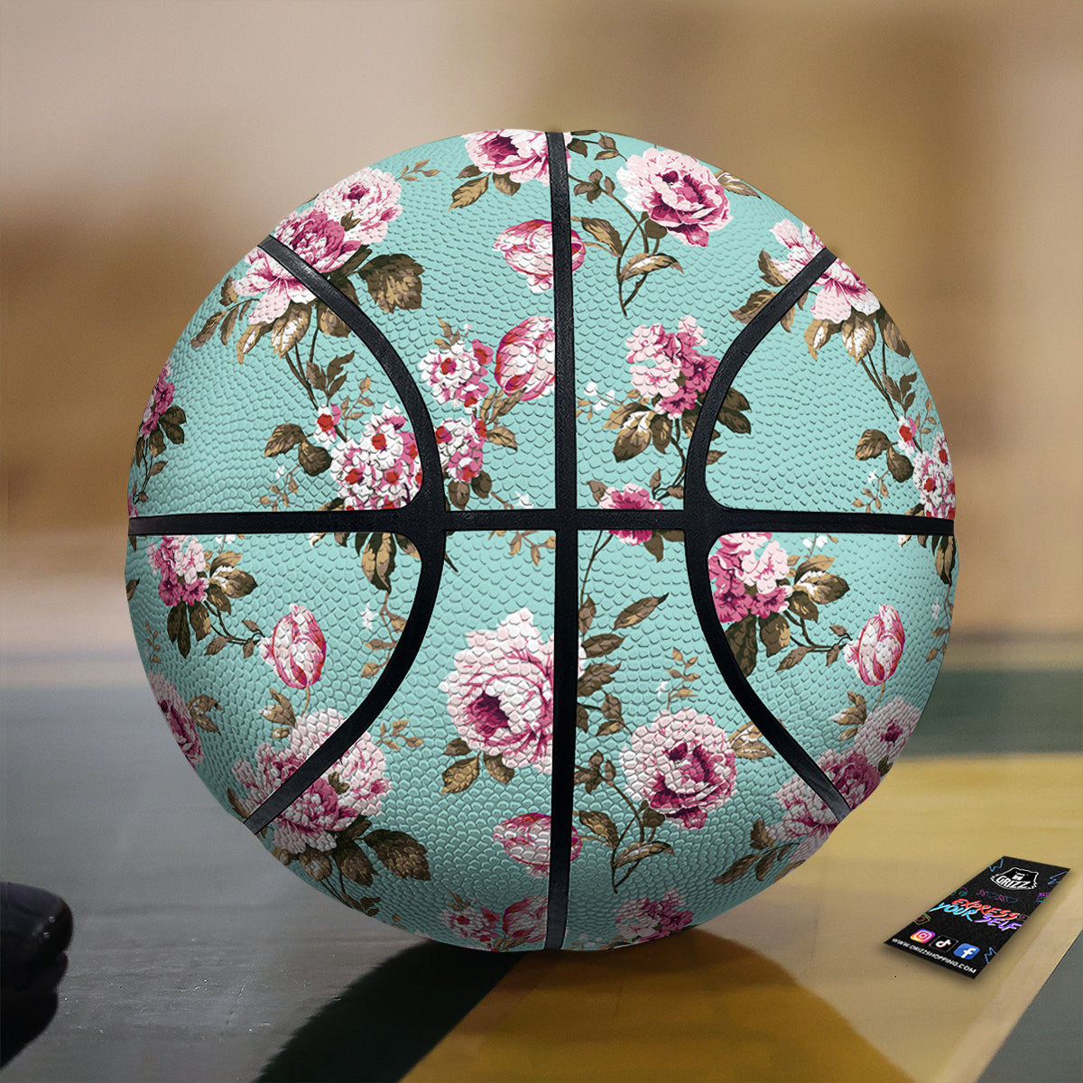 Floral Blossom Vintage Print Pattern Basketball