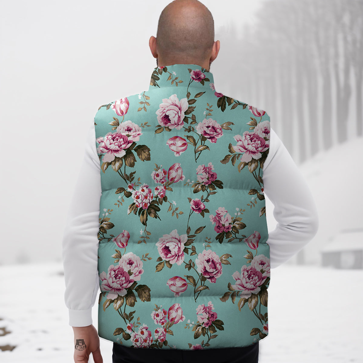 Floral Blossom Vintage Print Pattern Down Vest