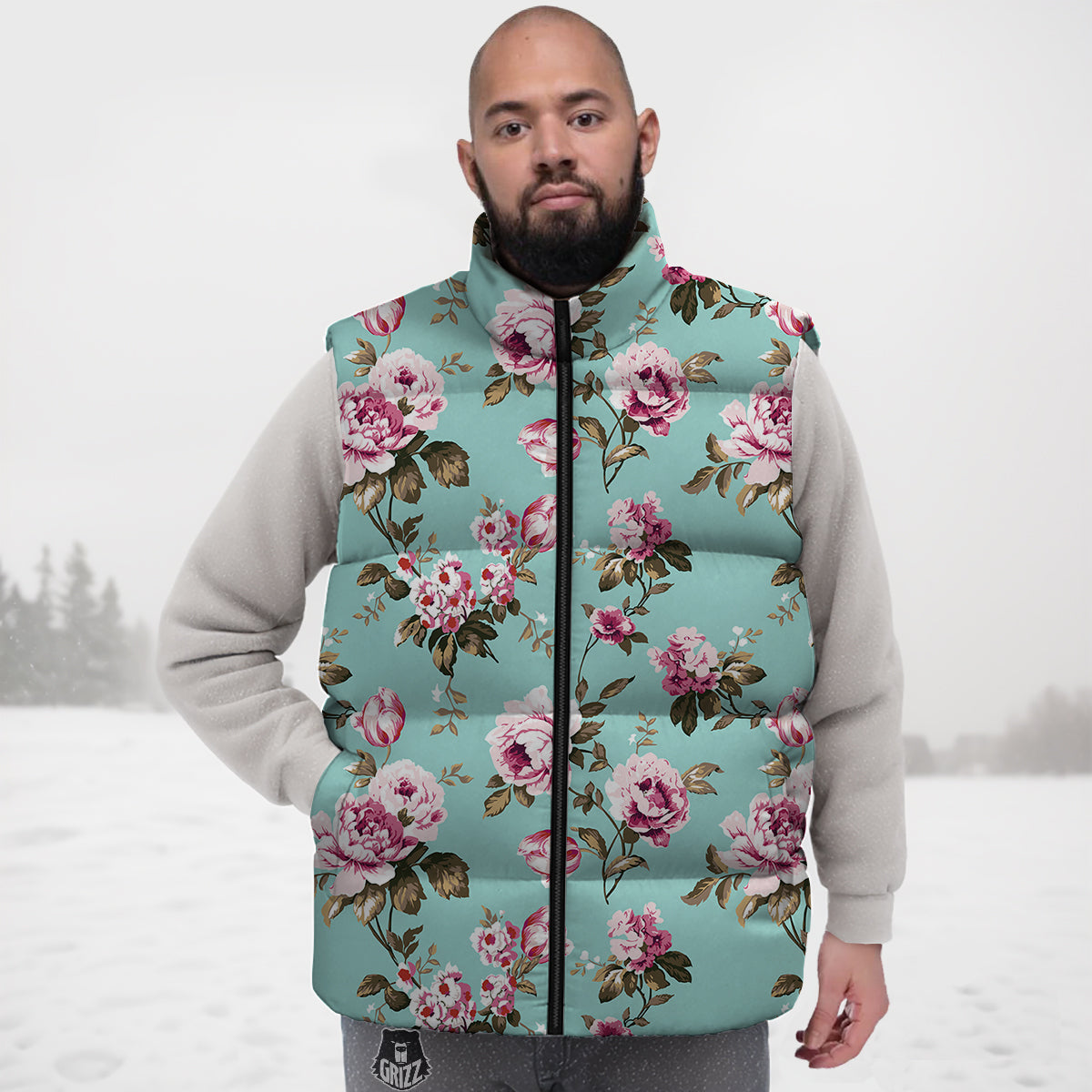 Floral Blossom Vintage Print Pattern Down Vest