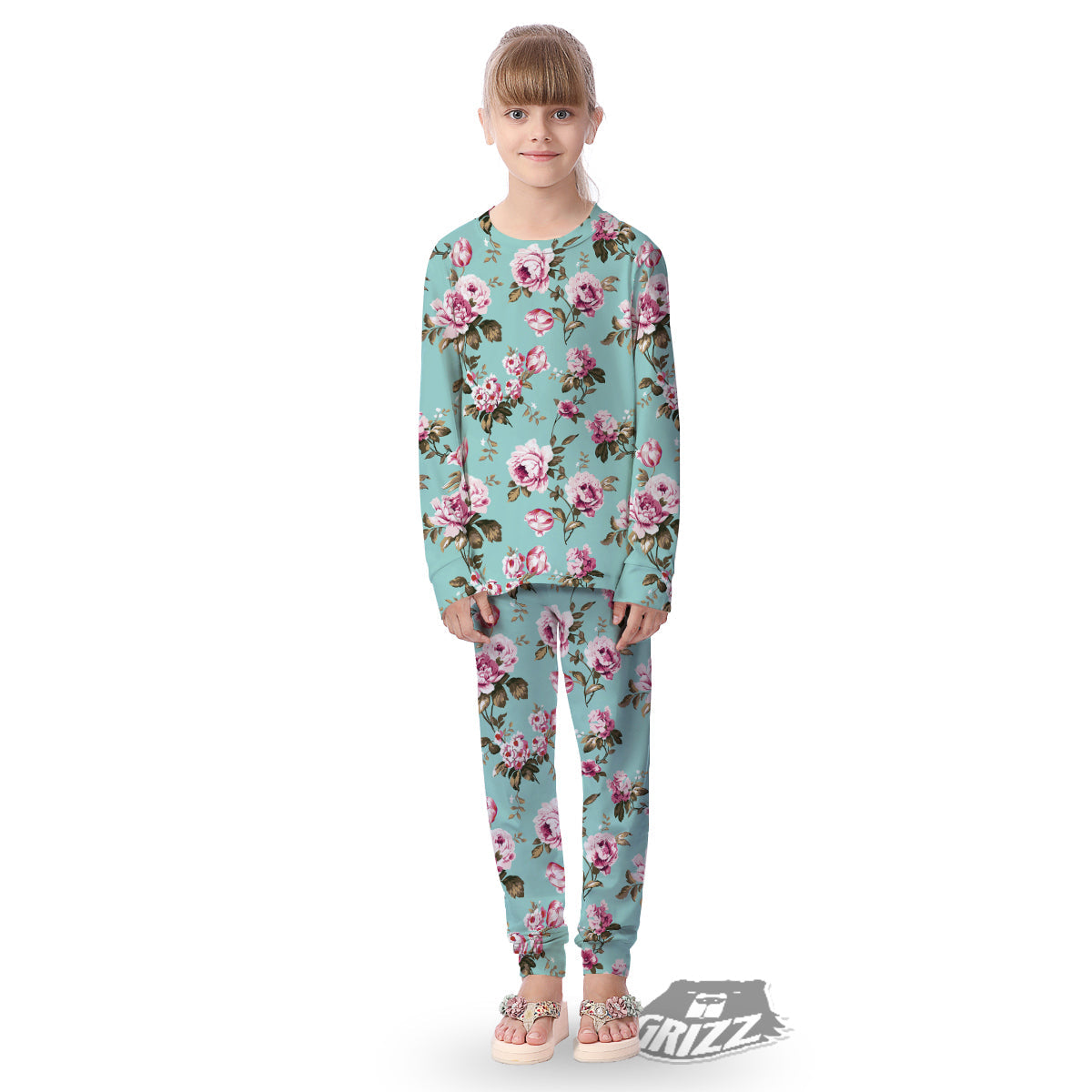 Floral Blossom Vintage Print Pattern Kid's Pajamas-grizzshop