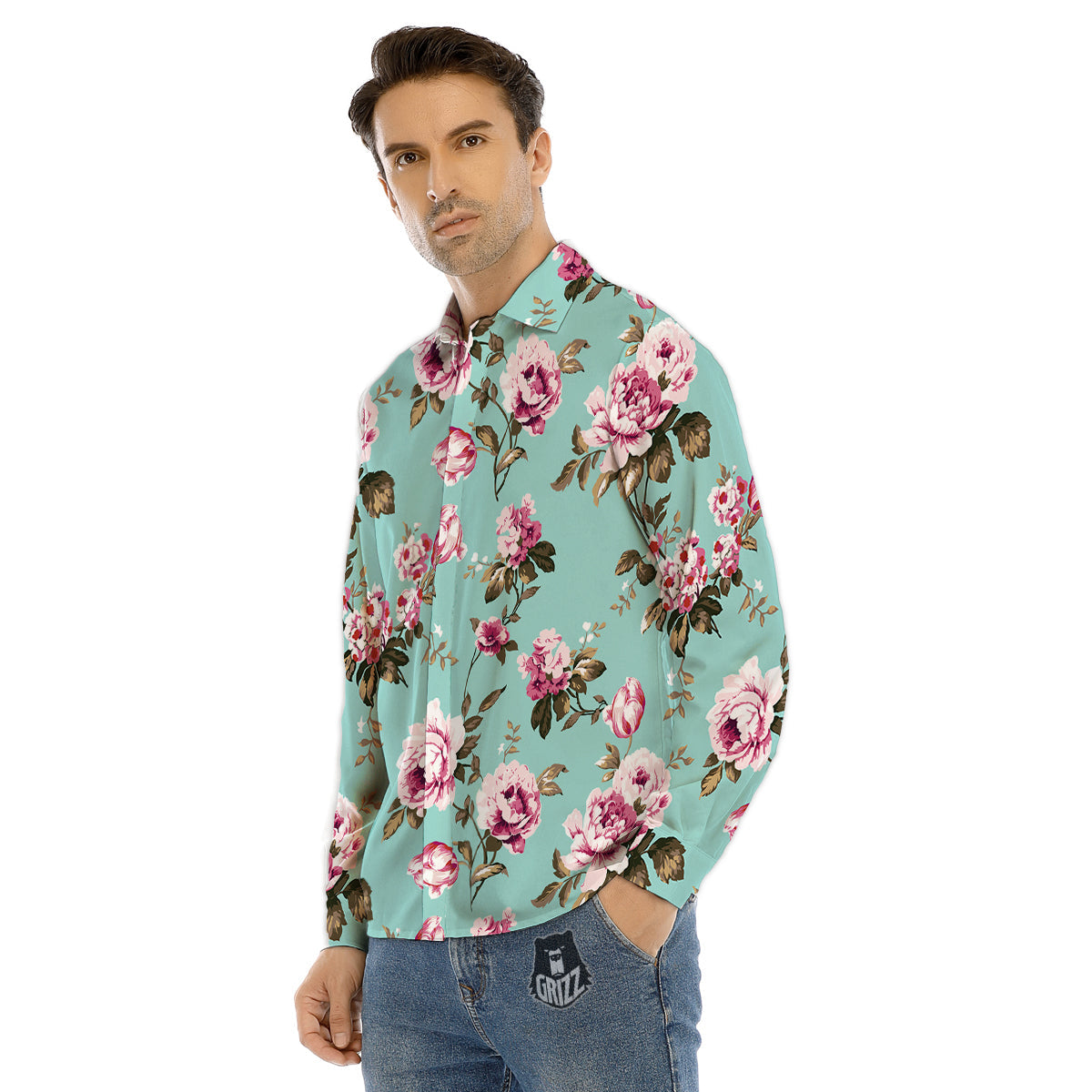 Floral Blossom Vintage Print Pattern Men's Dress Shirts-grizzshop