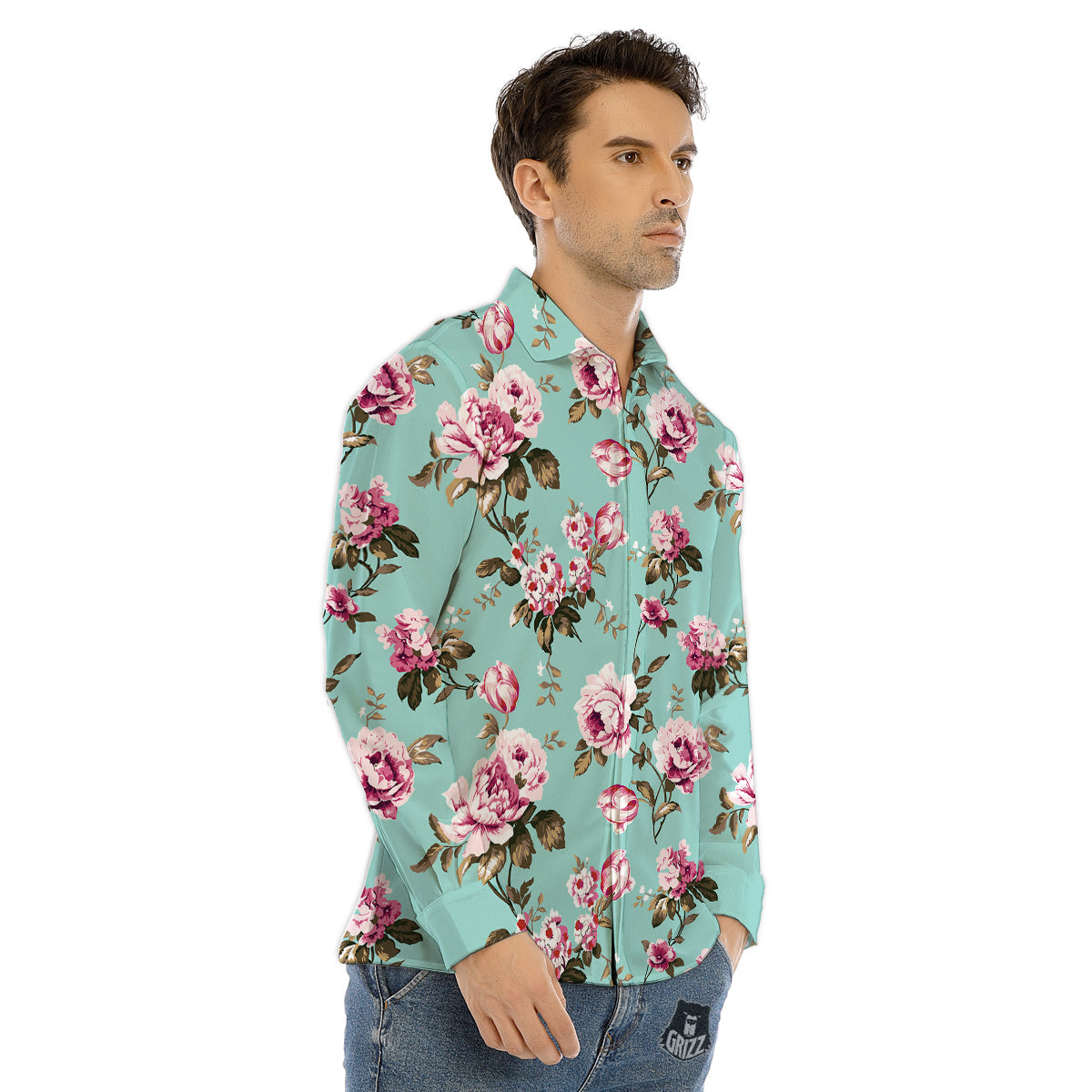 Floral Blossom Vintage Print Pattern Men's Dress Shirts-grizzshop
