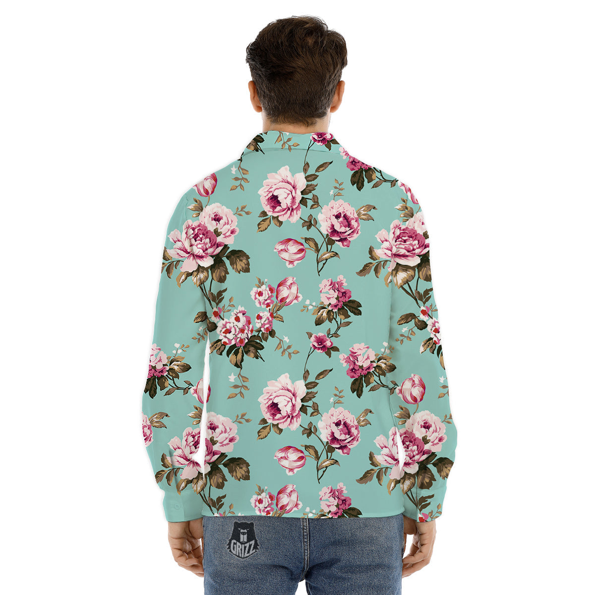 Floral Blossom Vintage Print Pattern Men's Dress Shirts-grizzshop