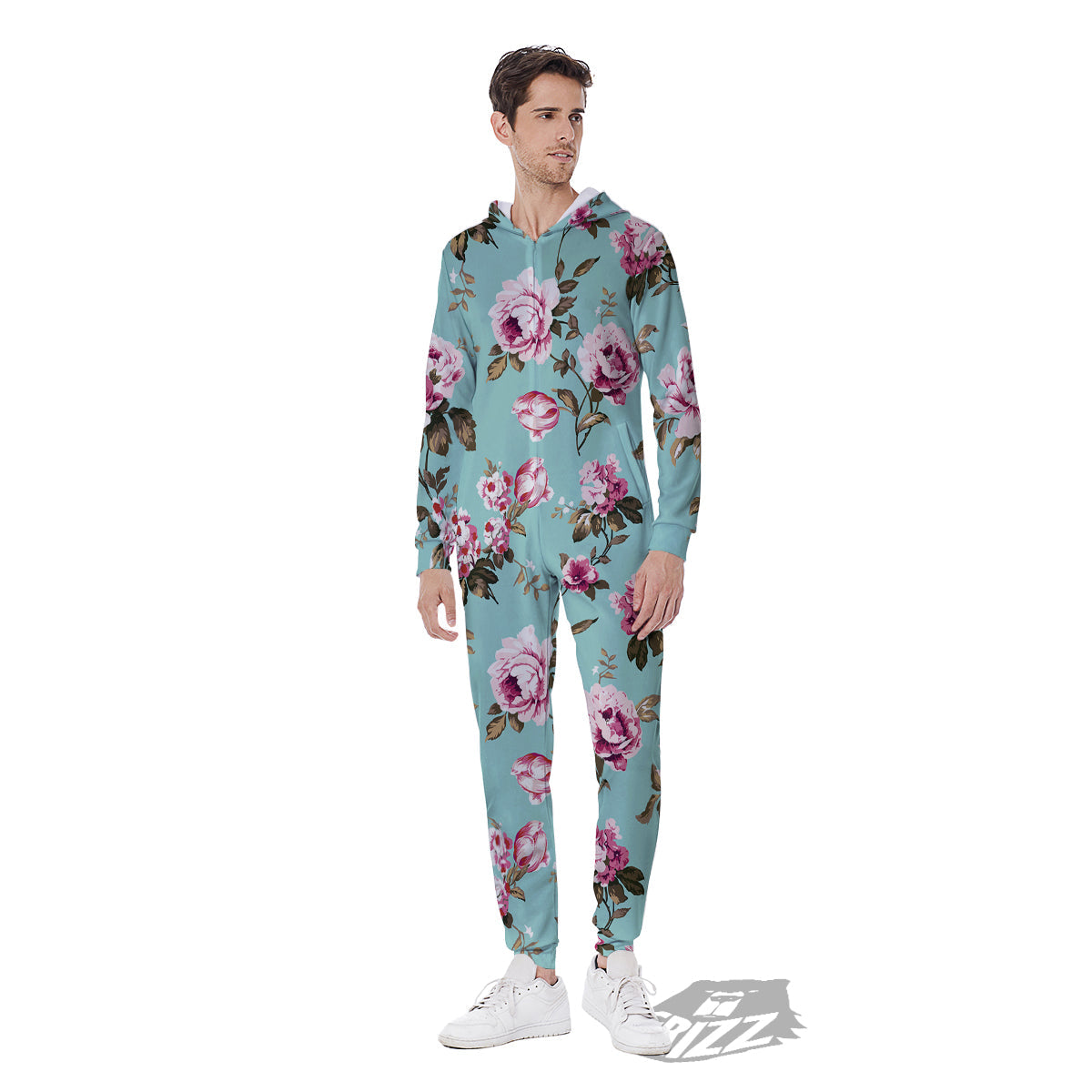 Floral Blossom Vintage Print Pattern Men's Jumpsuit-grizzshop