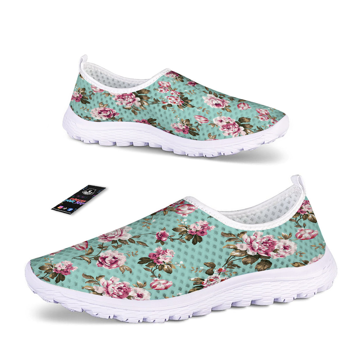 Floral Blossom Vintage Print Pattern Nurse Shoes-grizzshop