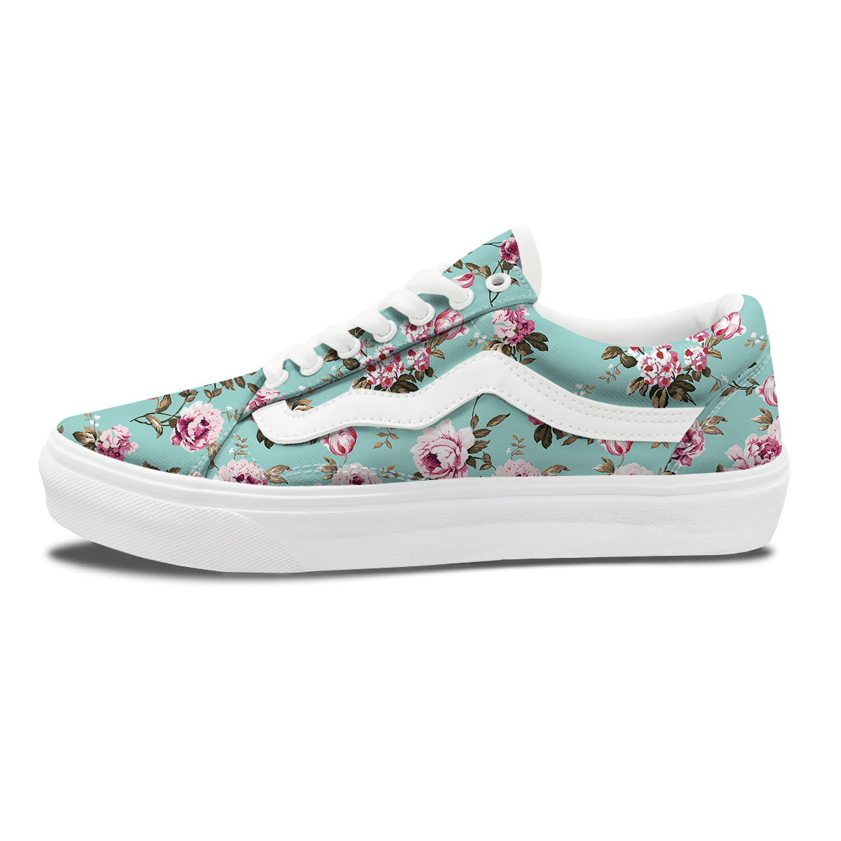 Floral Blossom Vintage Print Pattern Skate Shoes-grizzshop