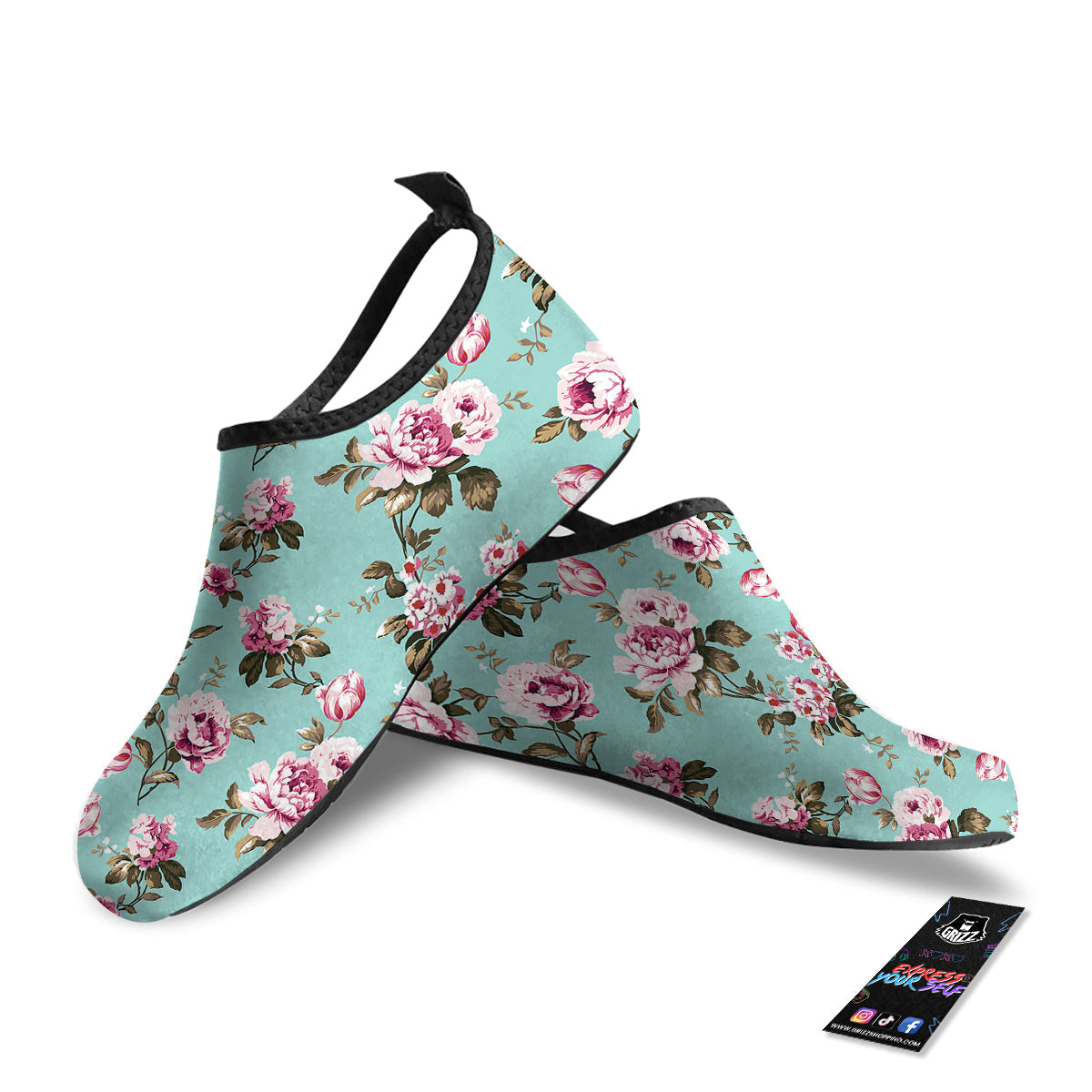 Floral Blossom Vintage Print Pattern Water Shoes-grizzshop