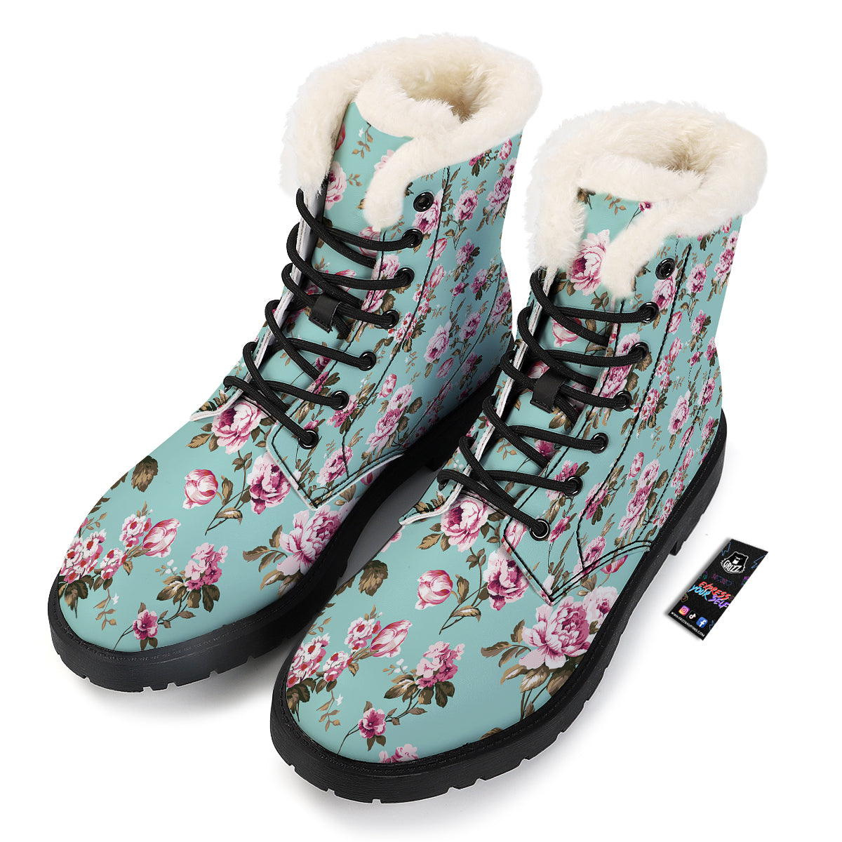 Floral Blossom Vintage Print Pattern Winter Boots-grizzshop
