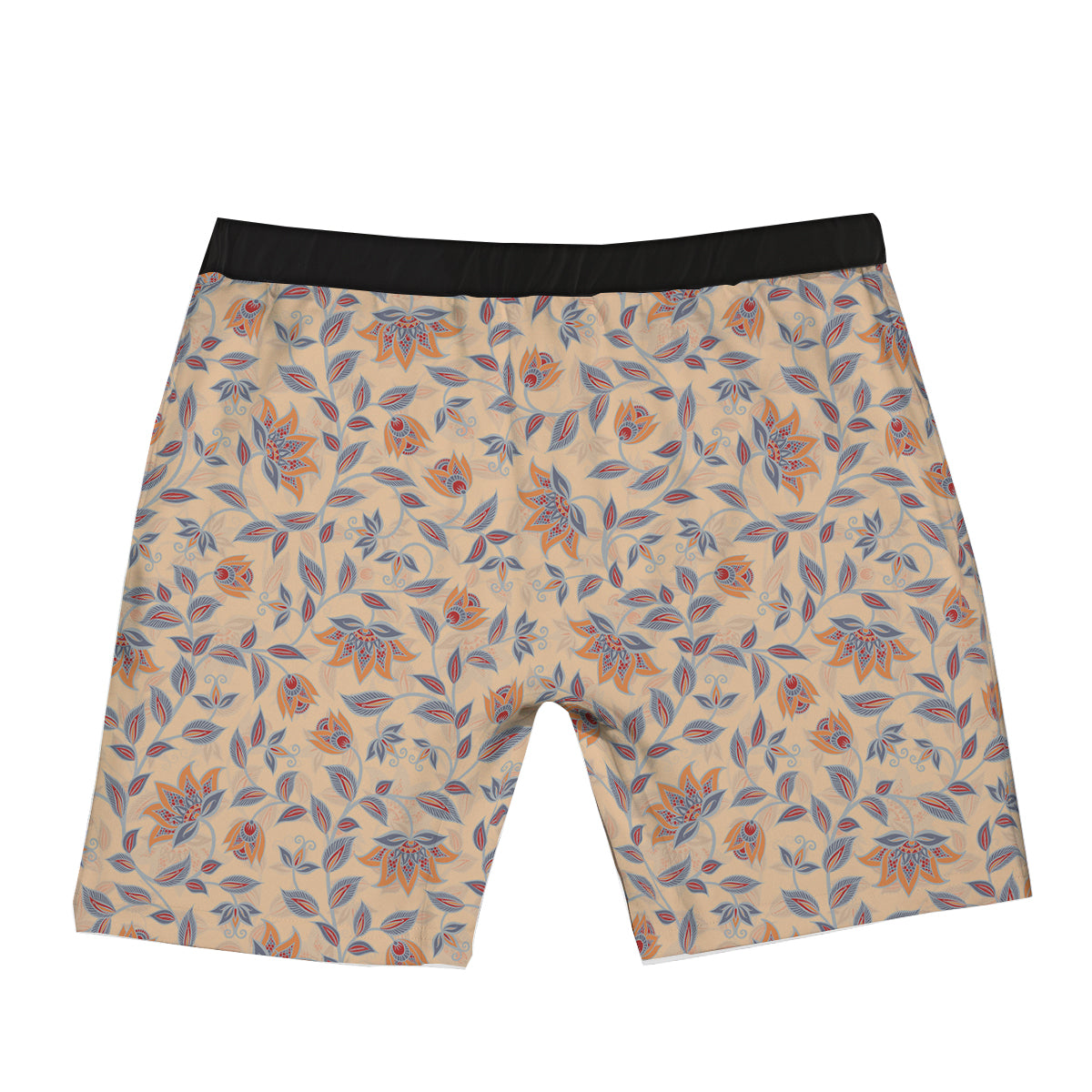 Floral Bohemian Beige Print Pattern Boxer Briefs-grizzshop