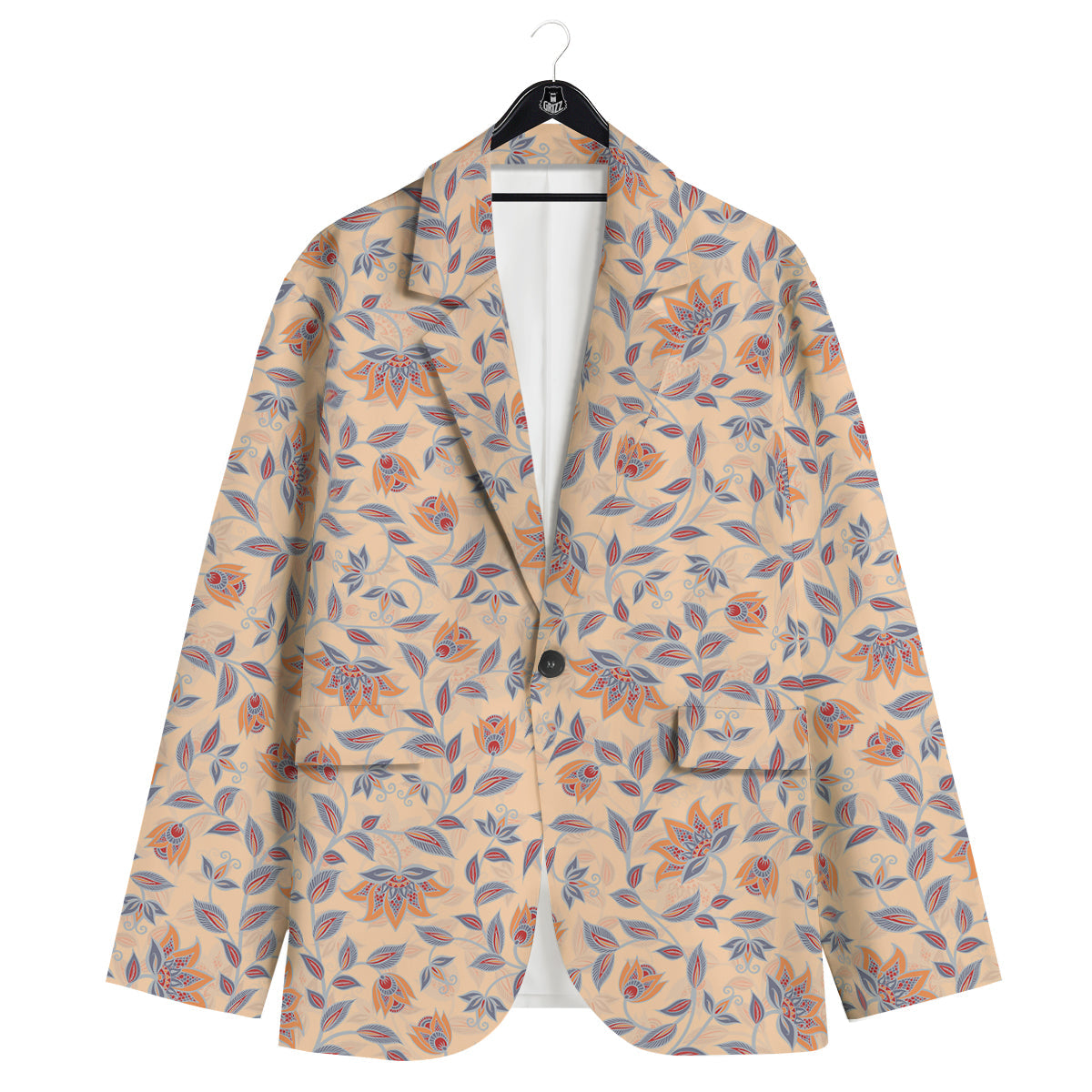Floral Bohemian Beige Print Pattern Men's Sport Coat-grizzshop