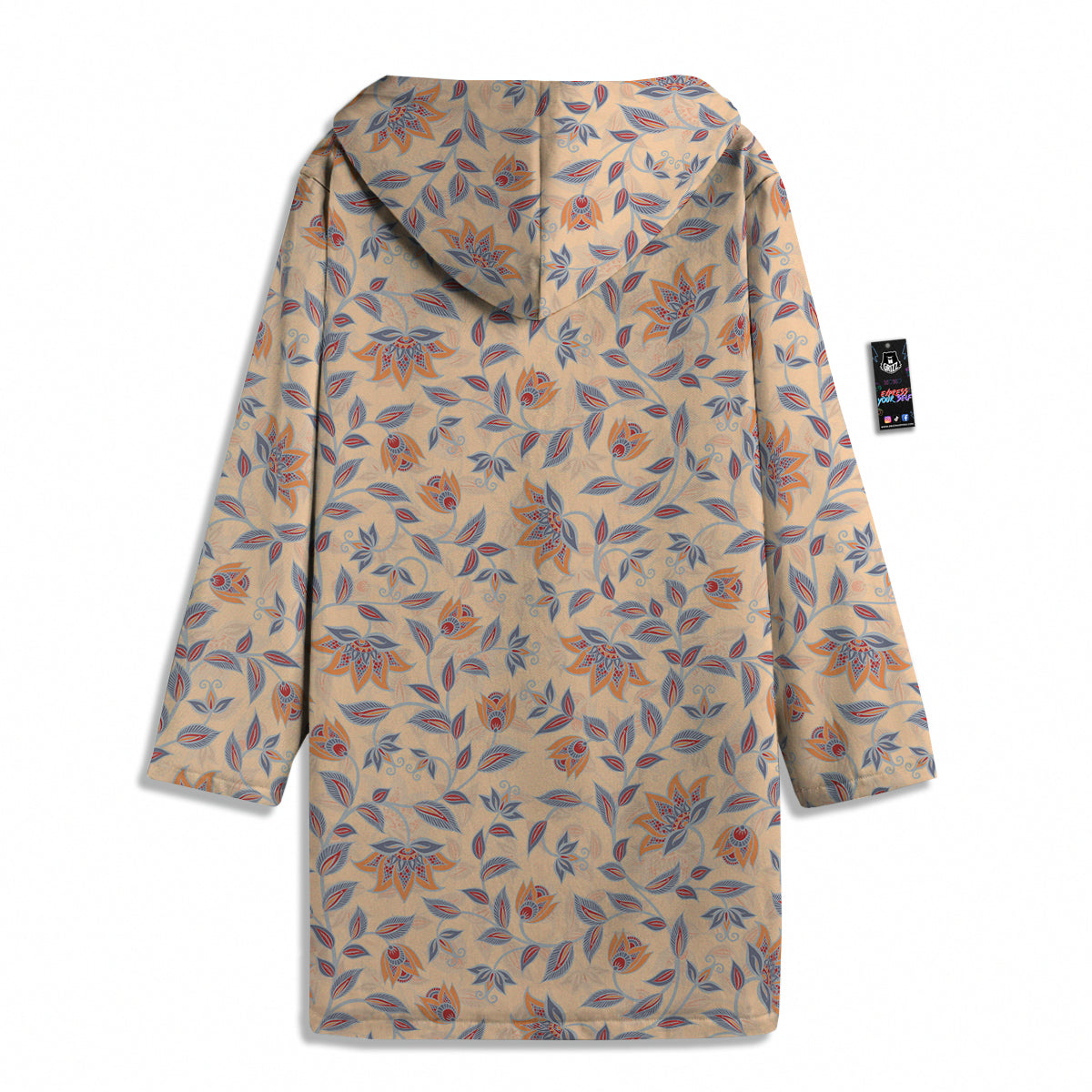 Floral Bohemian Beige Print Pattern Men's Windbreaker Jacket-grizzshop