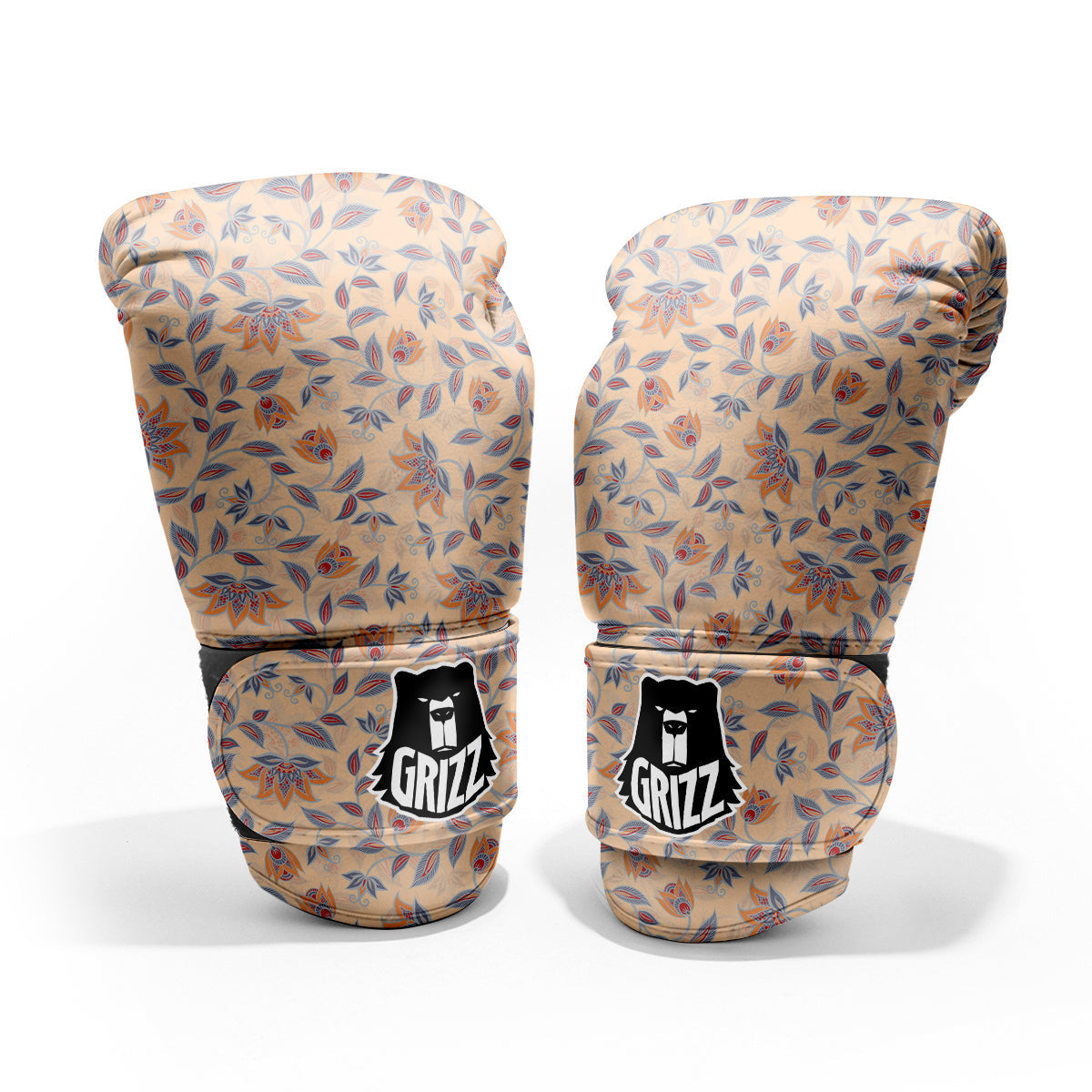Floral Bohemian Beige Print Pattern Pro Boxing Glove