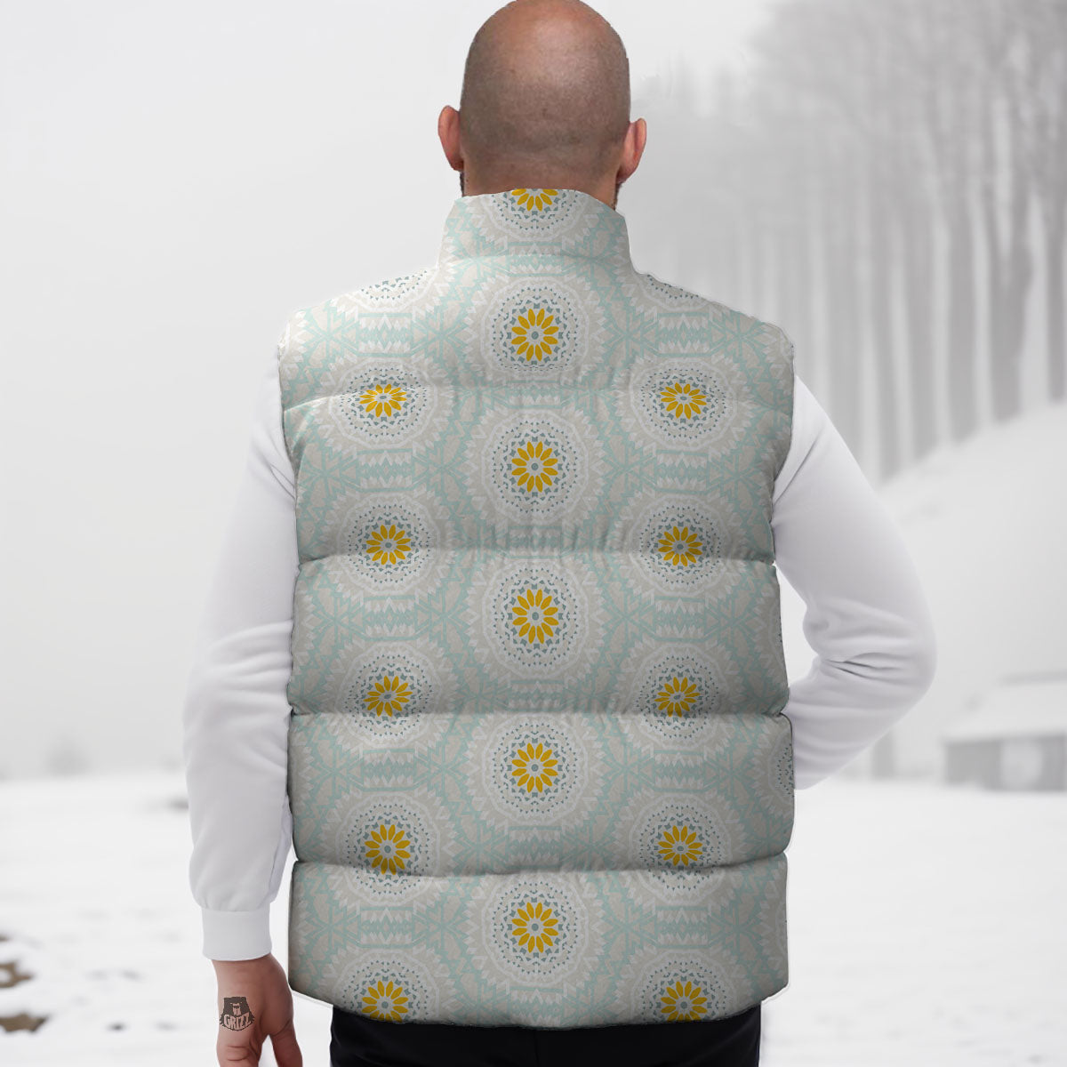 Floral Bohemian Pastel Print Pattern Down Vest
