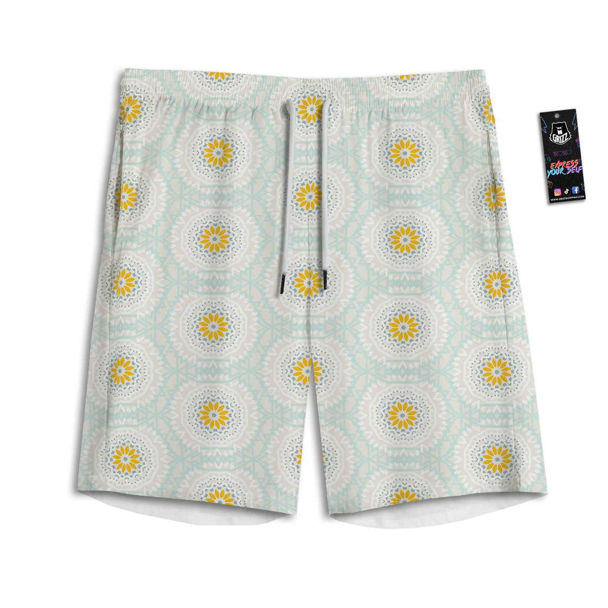 Floral Bohemian Pastel Print Pattern Men's Athletic Shorts