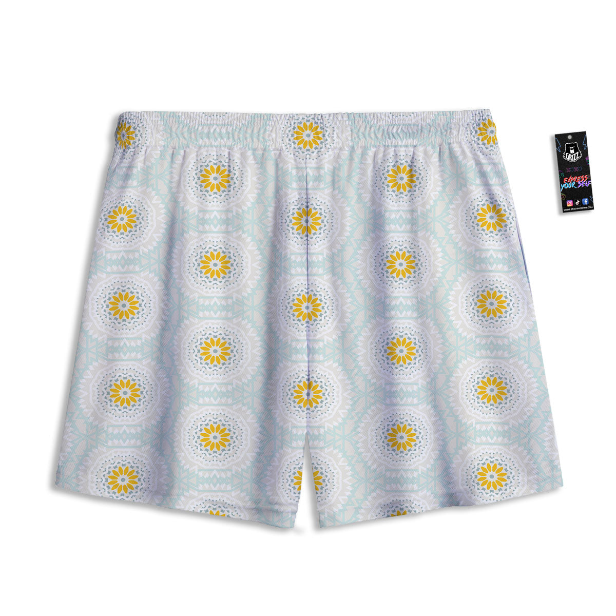 Floral Bohemian Pastel Print Pattern Mesh Shorts