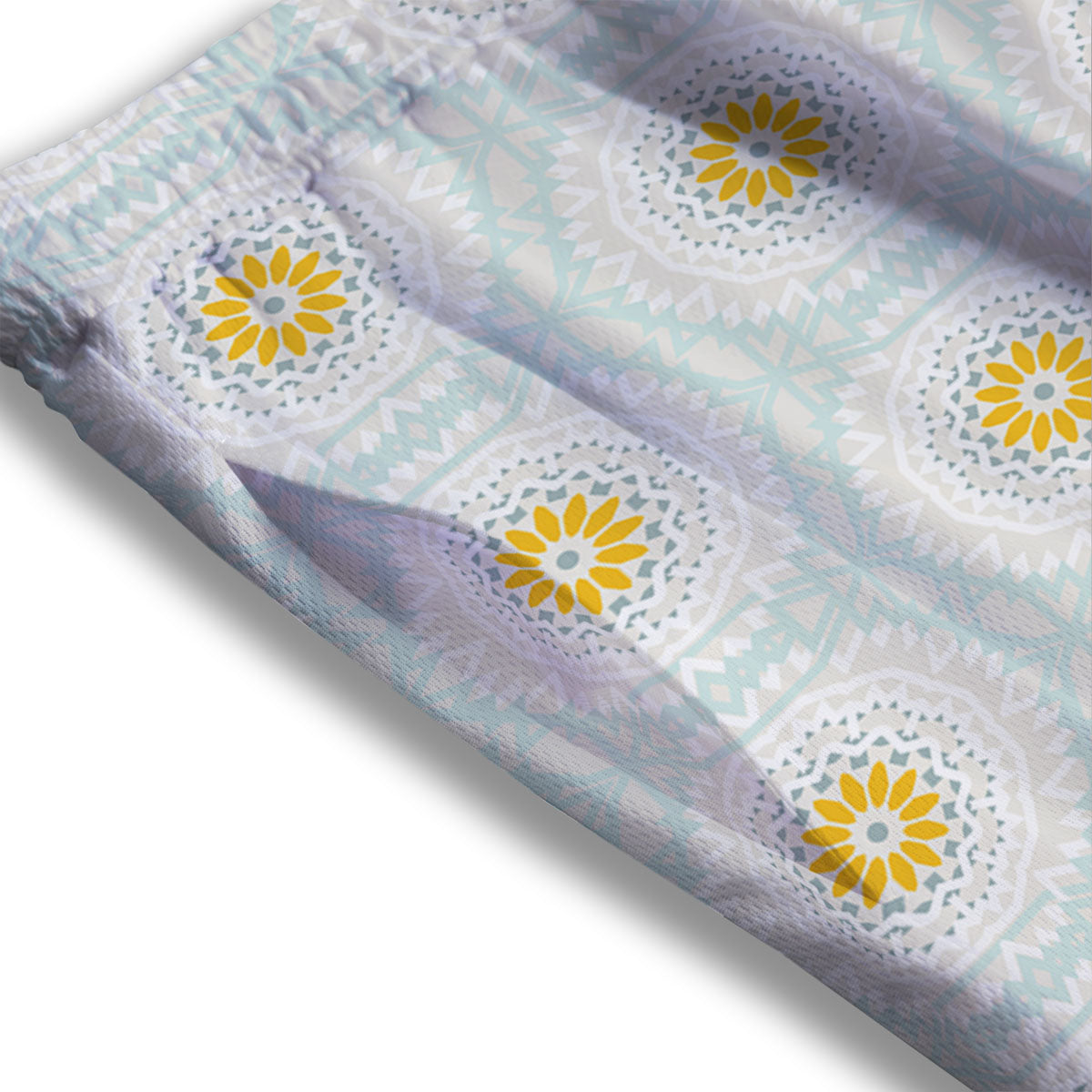 Floral Bohemian Pastel Print Pattern Mesh Shorts