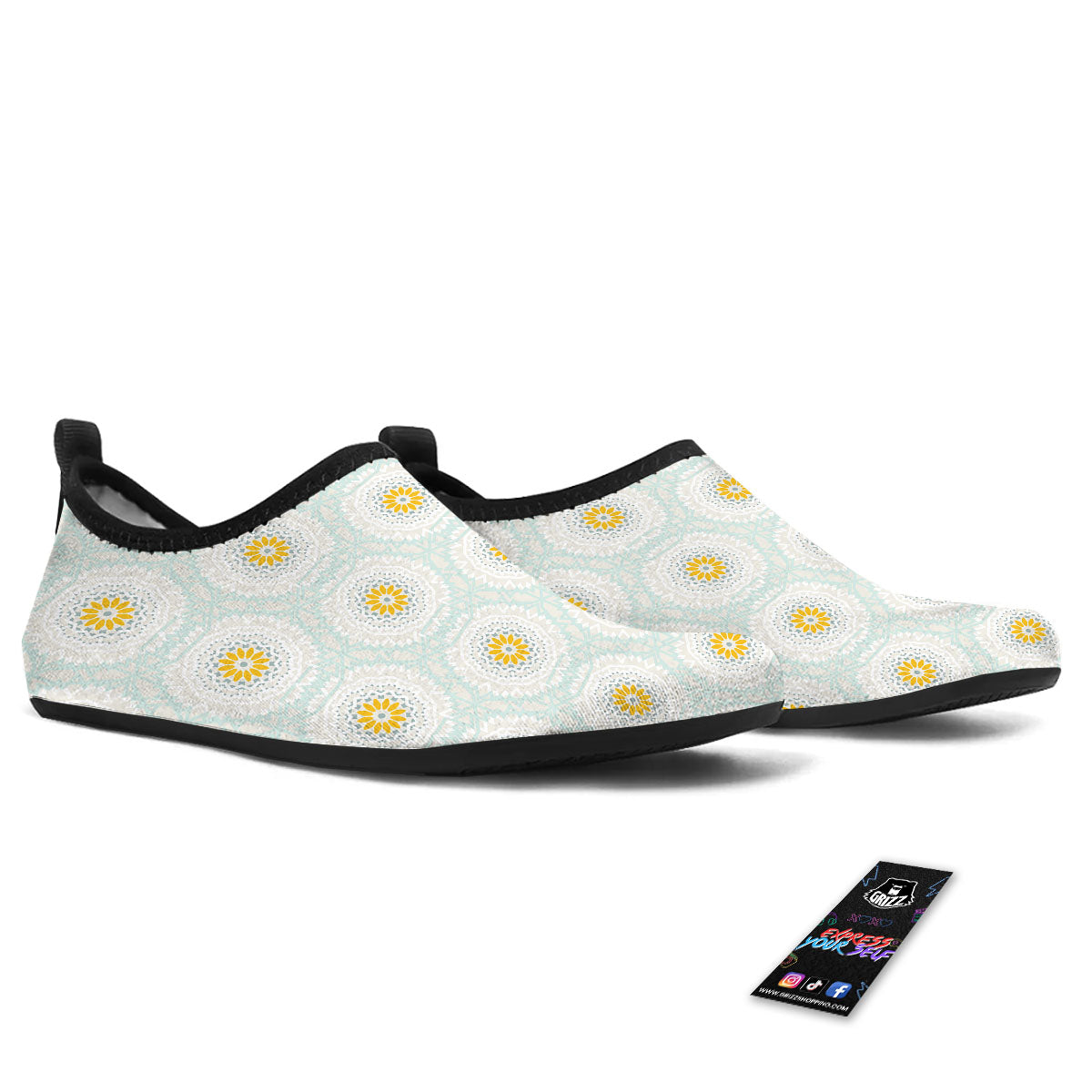 Floral Bohemian Pastel Print Pattern Water Shoes-grizzshop