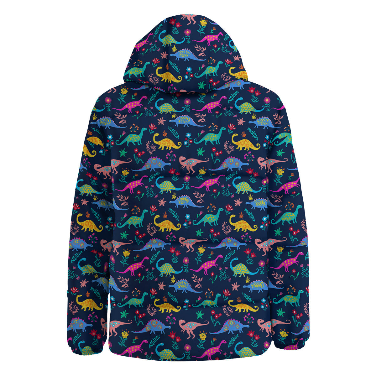 Floral Cute Dino Print Pattern Down Jacket-grizzshop