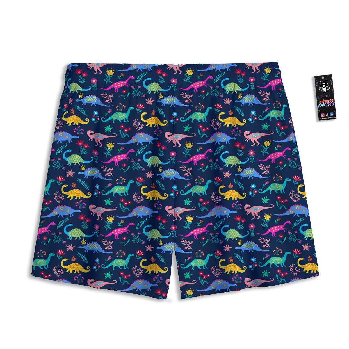 Floral Cute Dino Print Pattern Mesh Shorts
