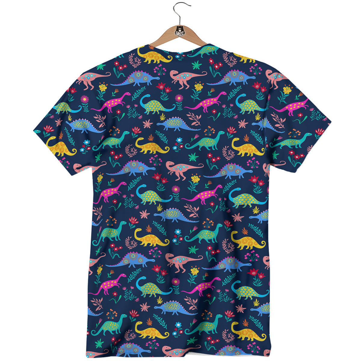Floral Cute Dino Print Pattern T-Shirt-grizzshop