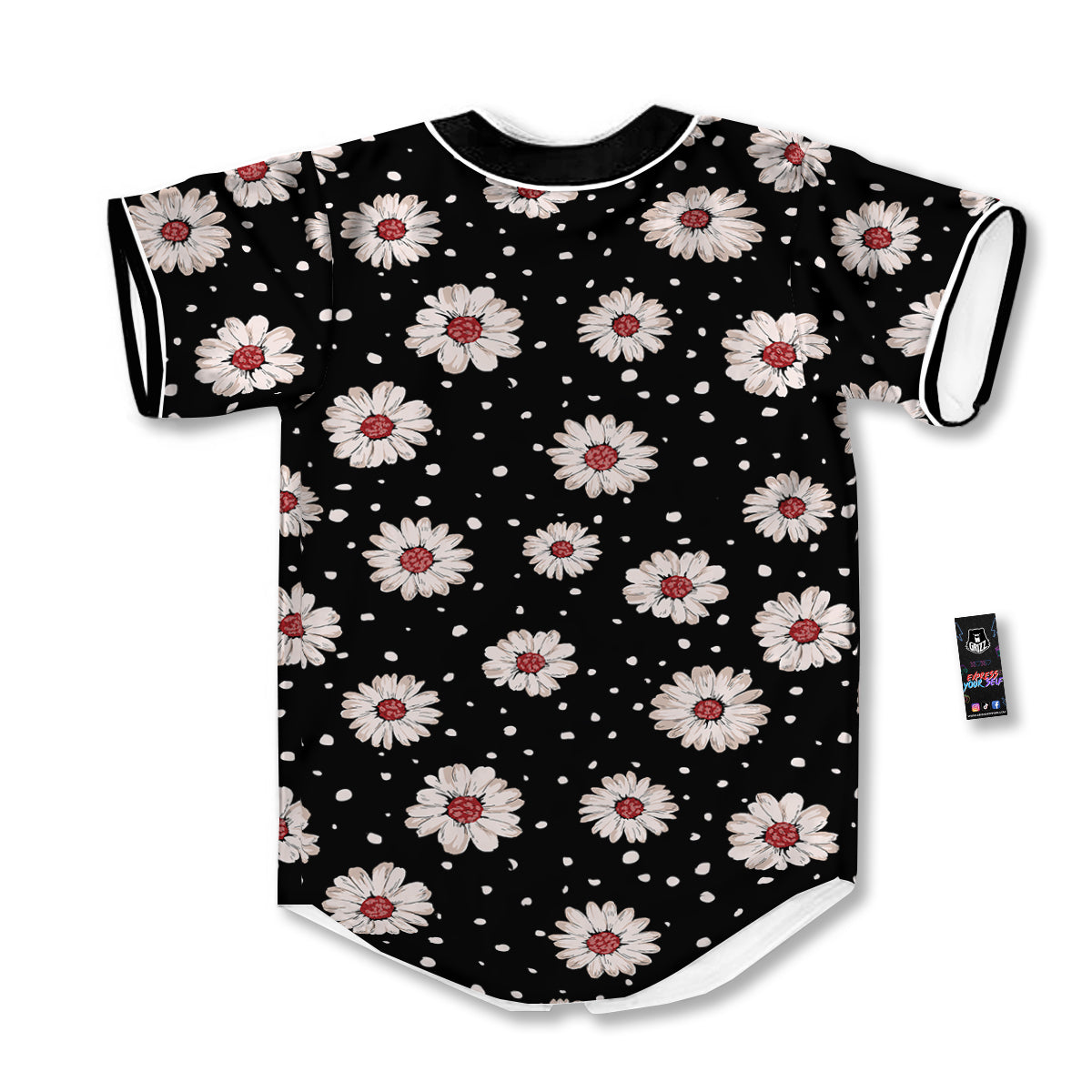 Floral Daisy Watercolor Print Pattern Baseball Jersey-grizzshop