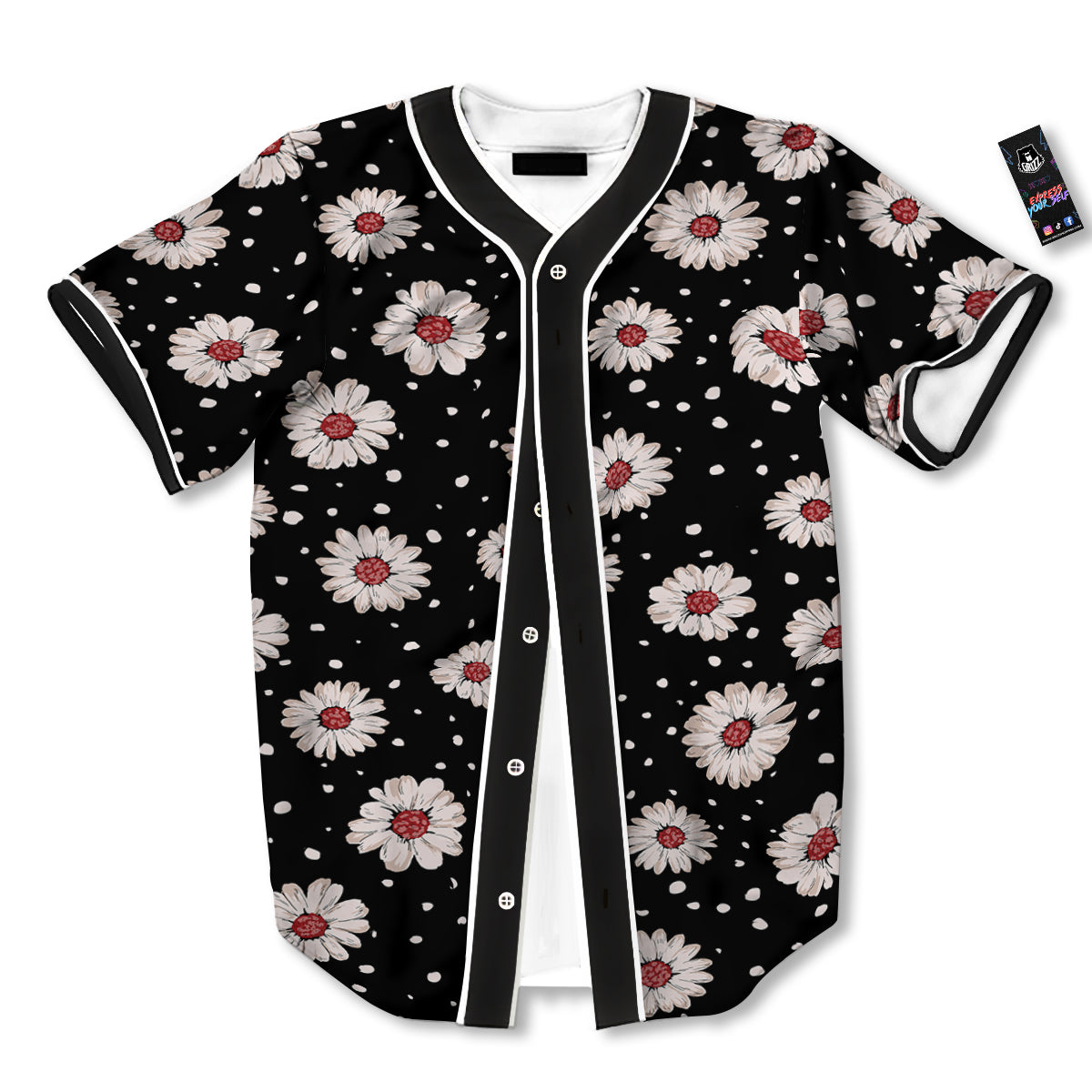 Floral Daisy Watercolor Print Pattern Baseball Jersey-grizzshop