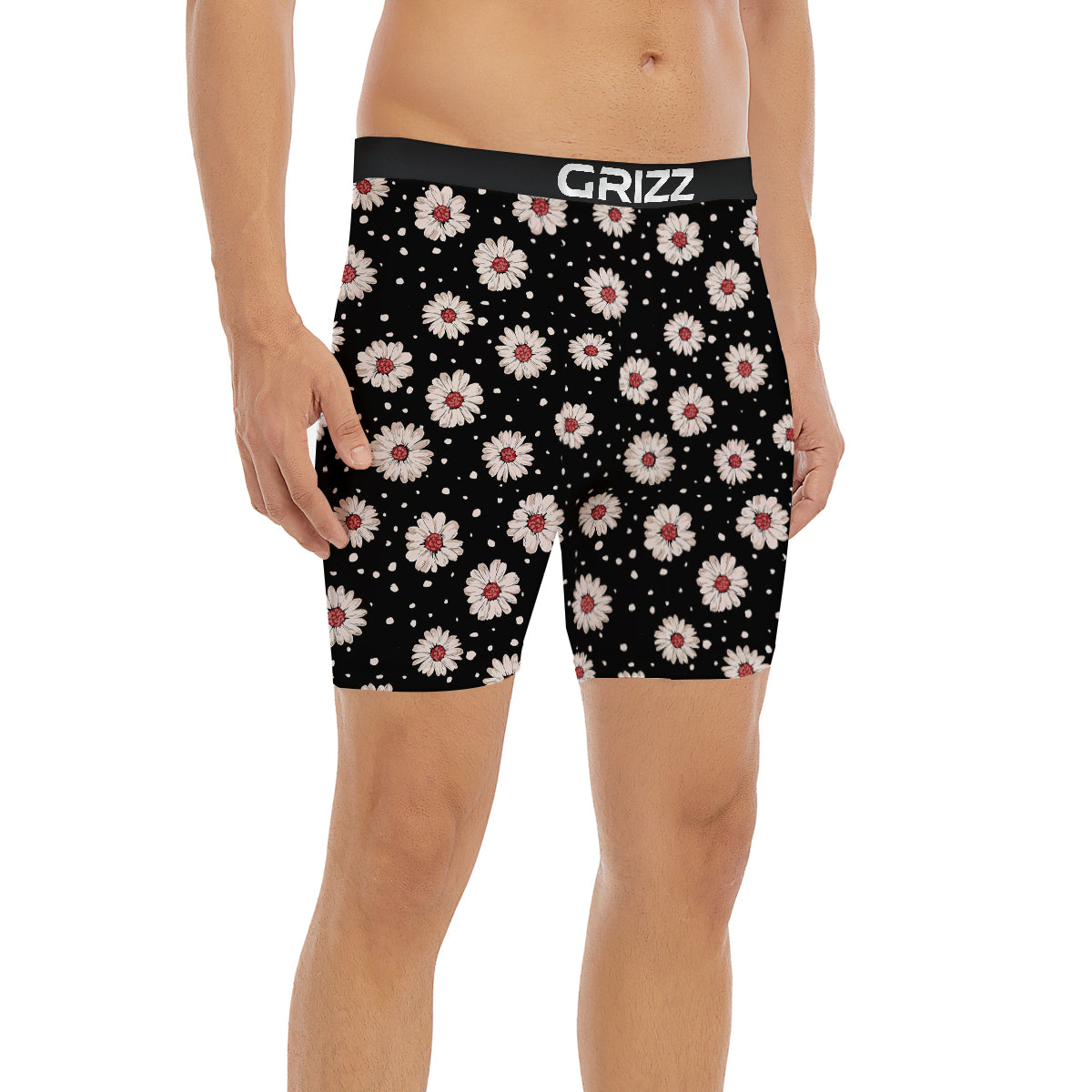 Floral Daisy Watercolor Print Pattern Boxer Briefs-grizzshop